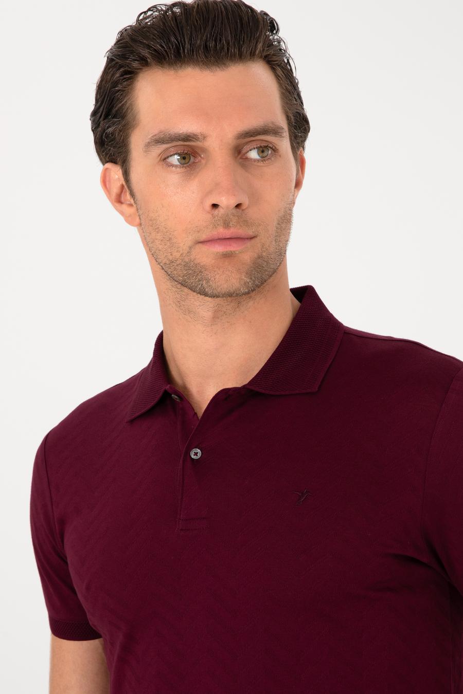 Bordo Slim Fit %100 Pamuk Polo Yaka T-shirt - 50300721050