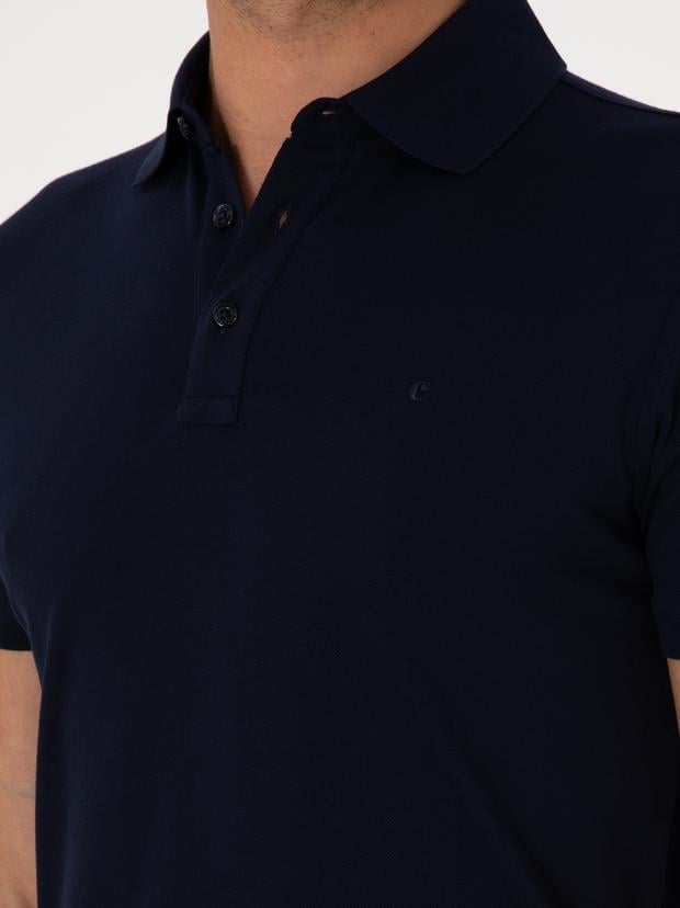 Lacivert Slim Fit %100 Pamuk Polo Yaka Basic T-shirt