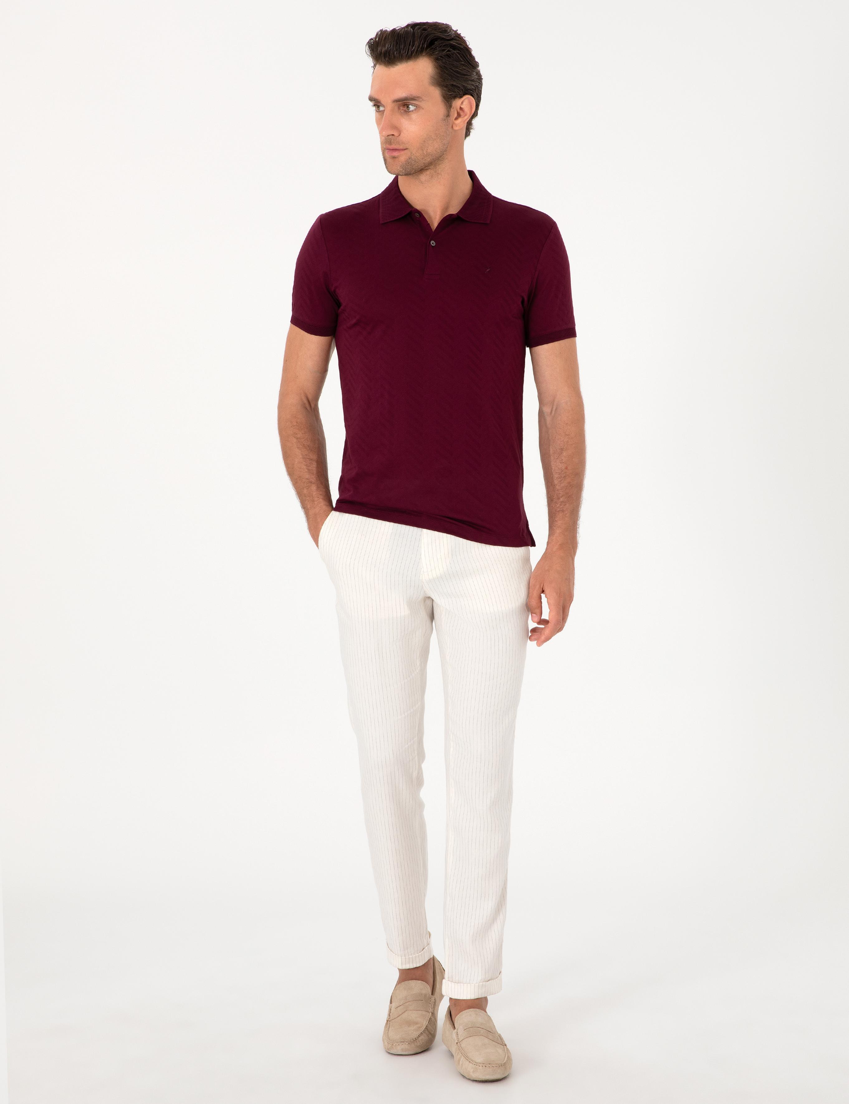 Bordo Slim Fit %100 Pamuk Polo Yaka T-shirt - 50300721050