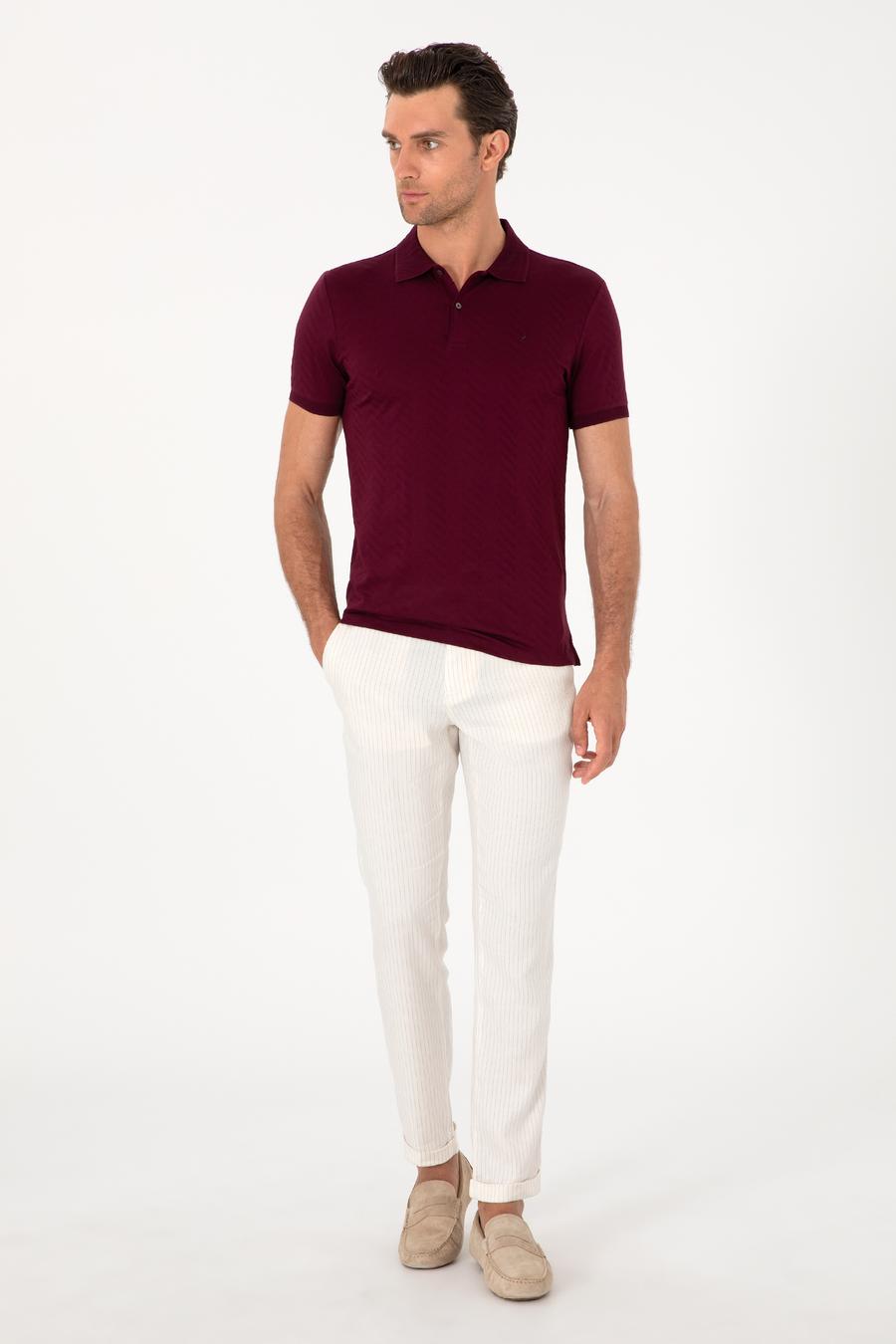 Bordo Slim Fit %100 Pamuk Polo Yaka T-shirt - 50300721050