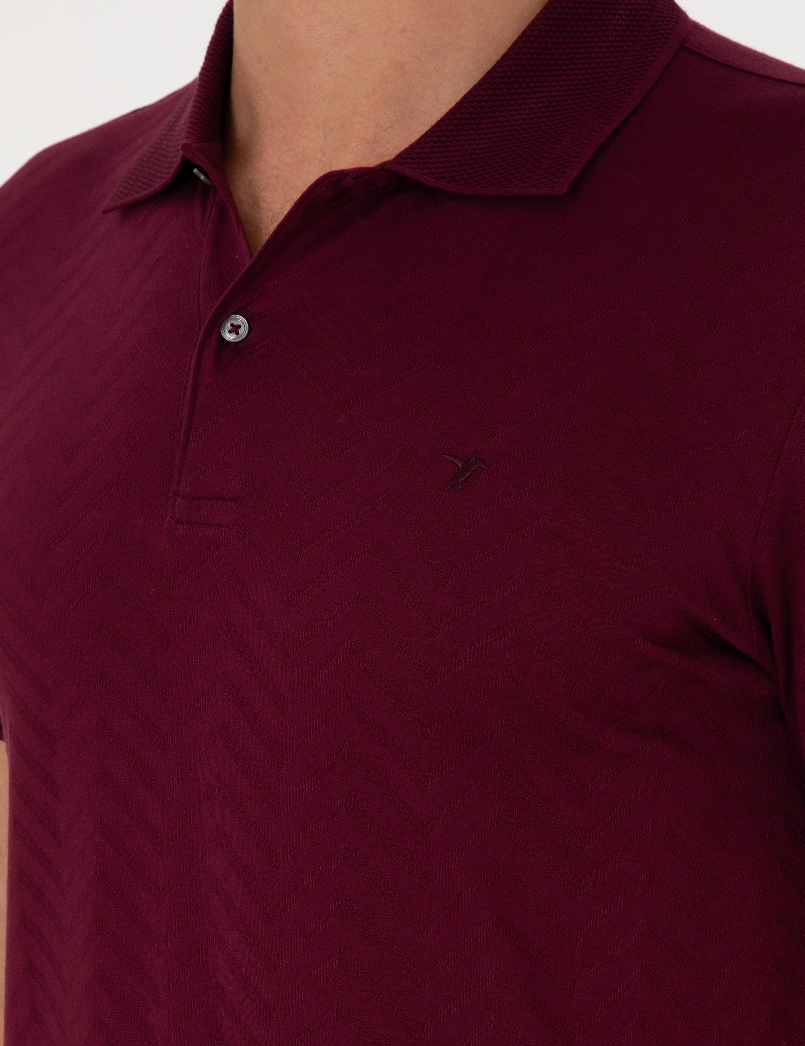 Bordo Slim Fit %100 Pamuk Polo Yaka T-shirt - 50300721050