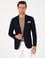Lacivert Slim Fit Yün Keten Karışımlı Ceket