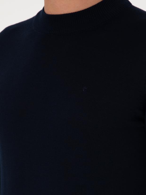 Lacivert Slim Fit Basic Kazak