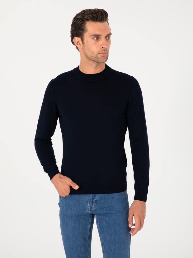 Lacivert Slim Fit Basic Kazak