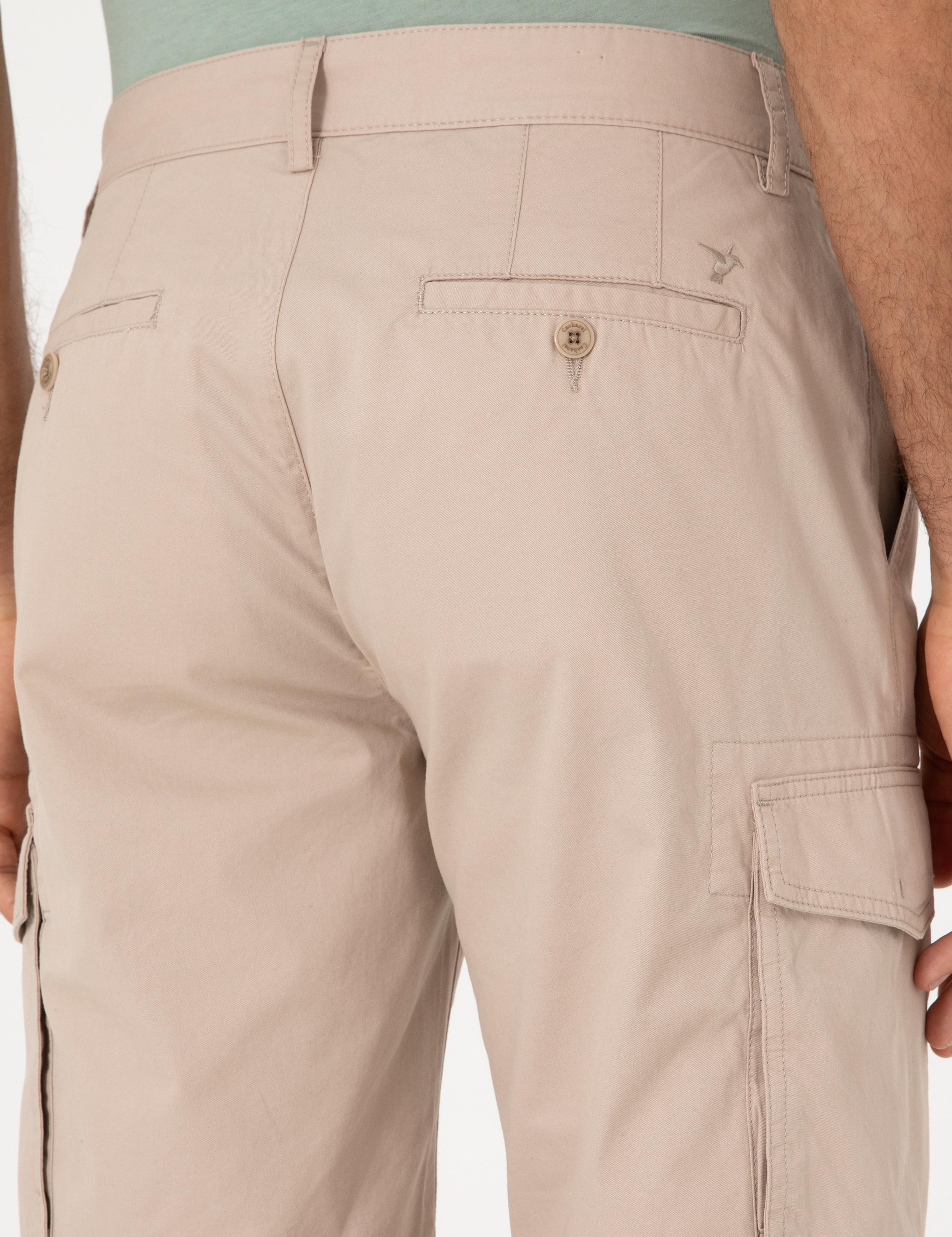 Bej Comfort Fit %100 Pamuk Bermuda Şort - 50298887172