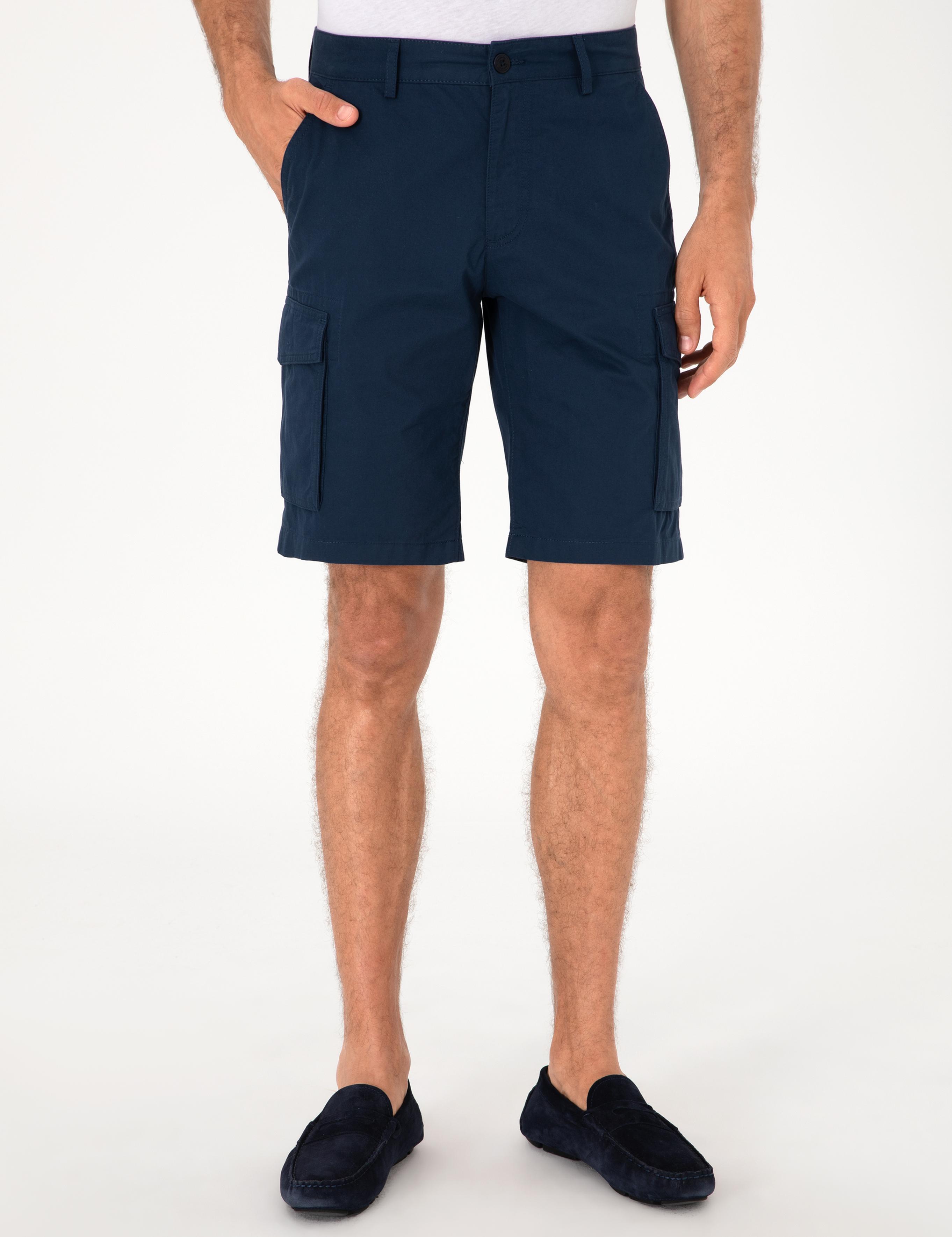 Lacivert Comfort Fit %100 Pamuk Bermuda Şort - 50298887180