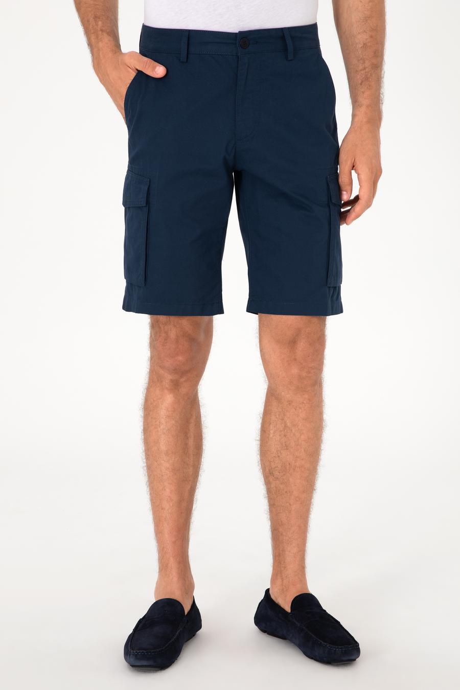 Lacivert Comfort Fit %100 Pamuk Bermuda Şort - 50298887180