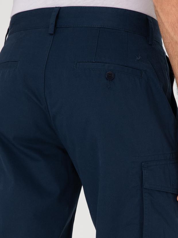 Lacivert Comfort Fit %100 Pamuk Bermuda Şort