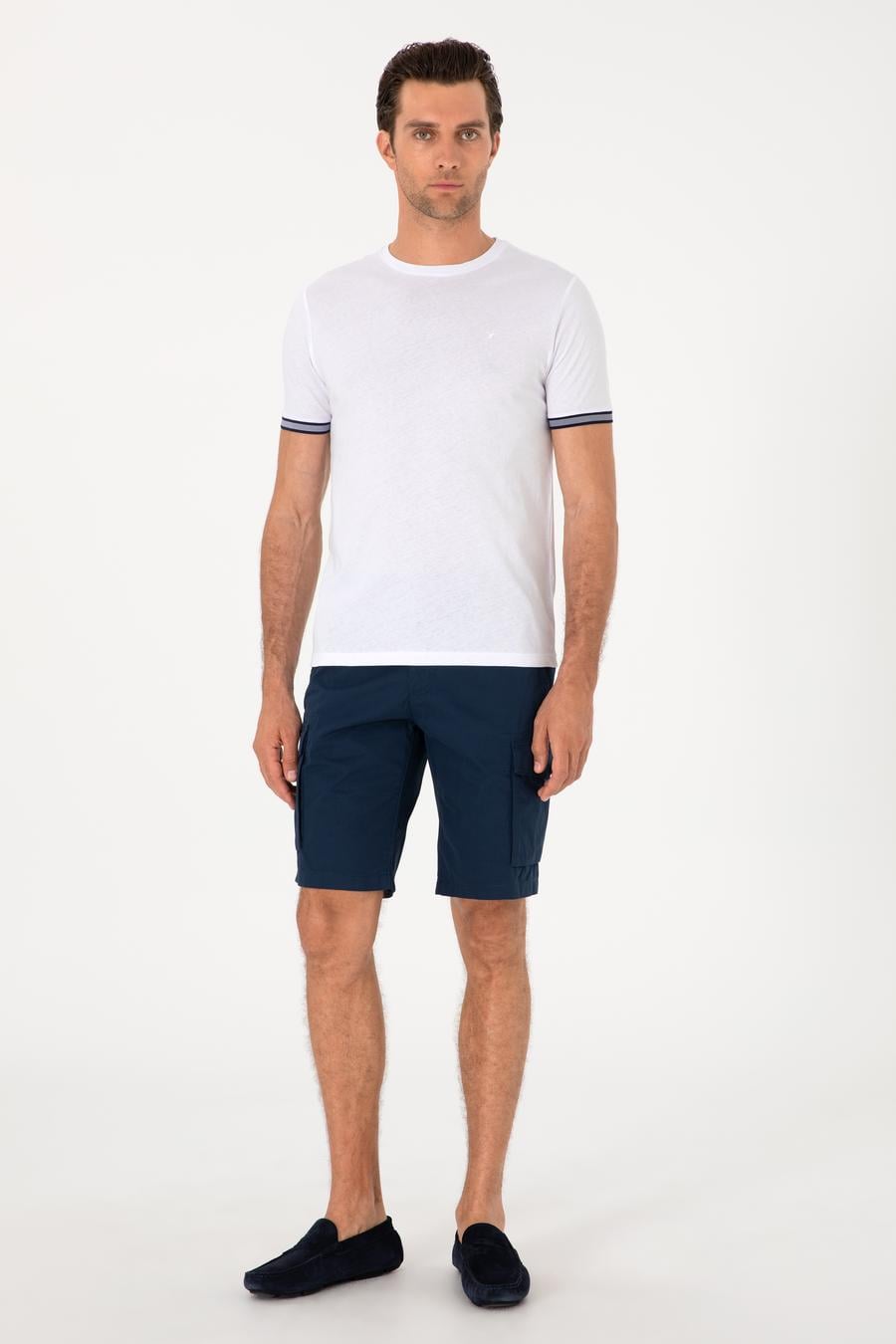 Lacivert Comfort Fit %100 Pamuk Bermuda Şort - 50298887180