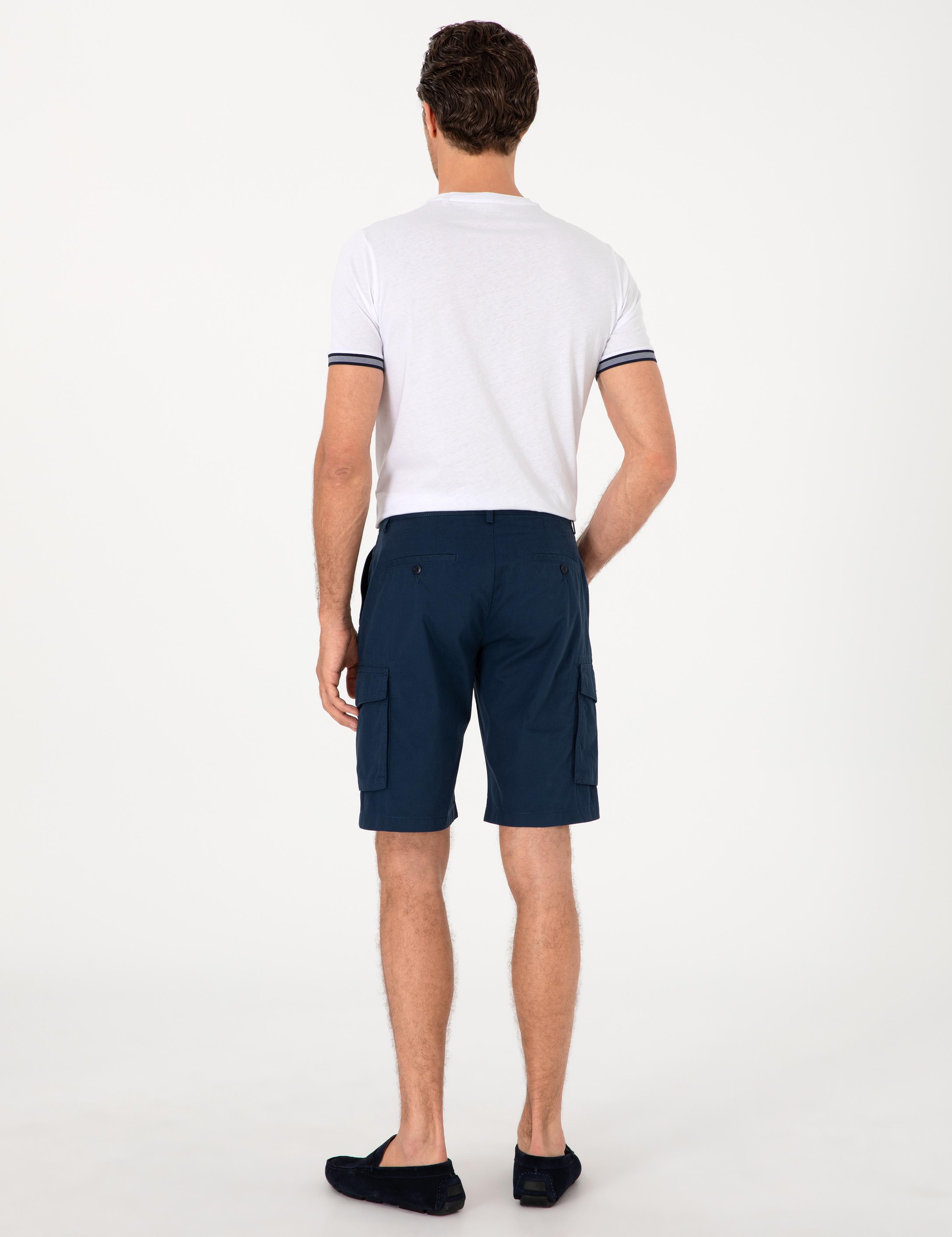 Lacivert Comfort Fit %100 Pamuk Bermuda Şort - 50298887180