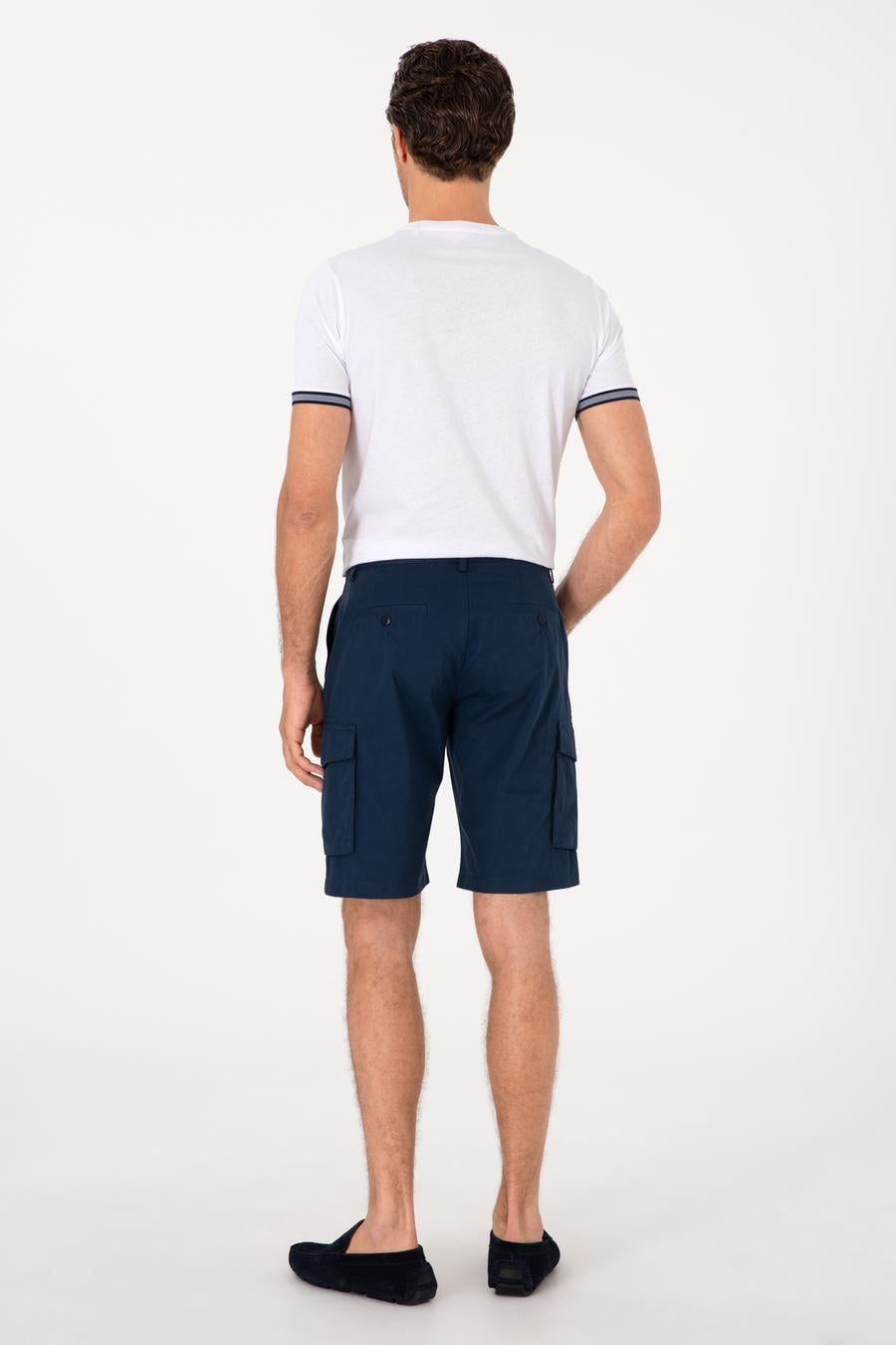 Lacivert Comfort Fit %100 Pamuk Bermuda Şort - 50298887180