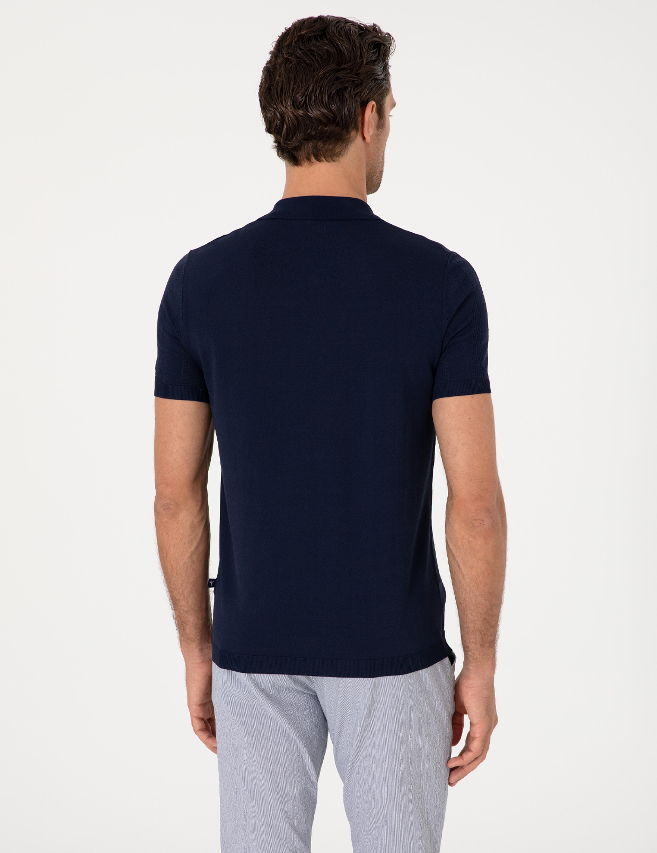 Lacivert Regular Fit Kısa Kollu Triko Hırka - 50300812003