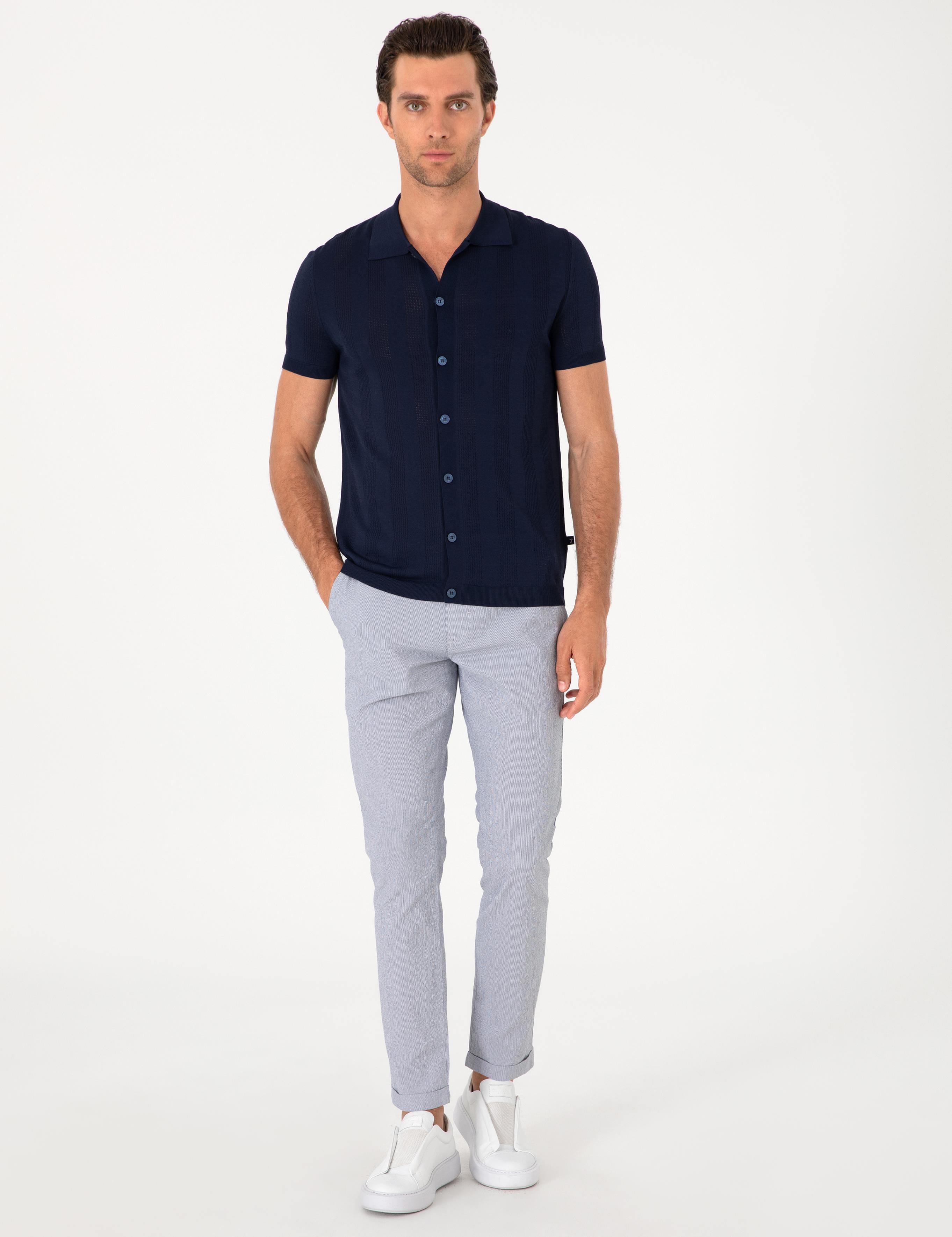 Lacivert Regular Fit Kısa Kollu Triko Hırka - 50300812003