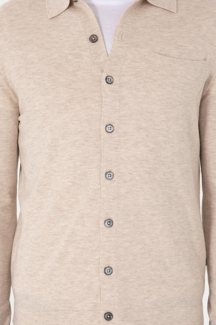 Bej Regular Fit Yün Karışımlı Triko Hırka - 50299422017