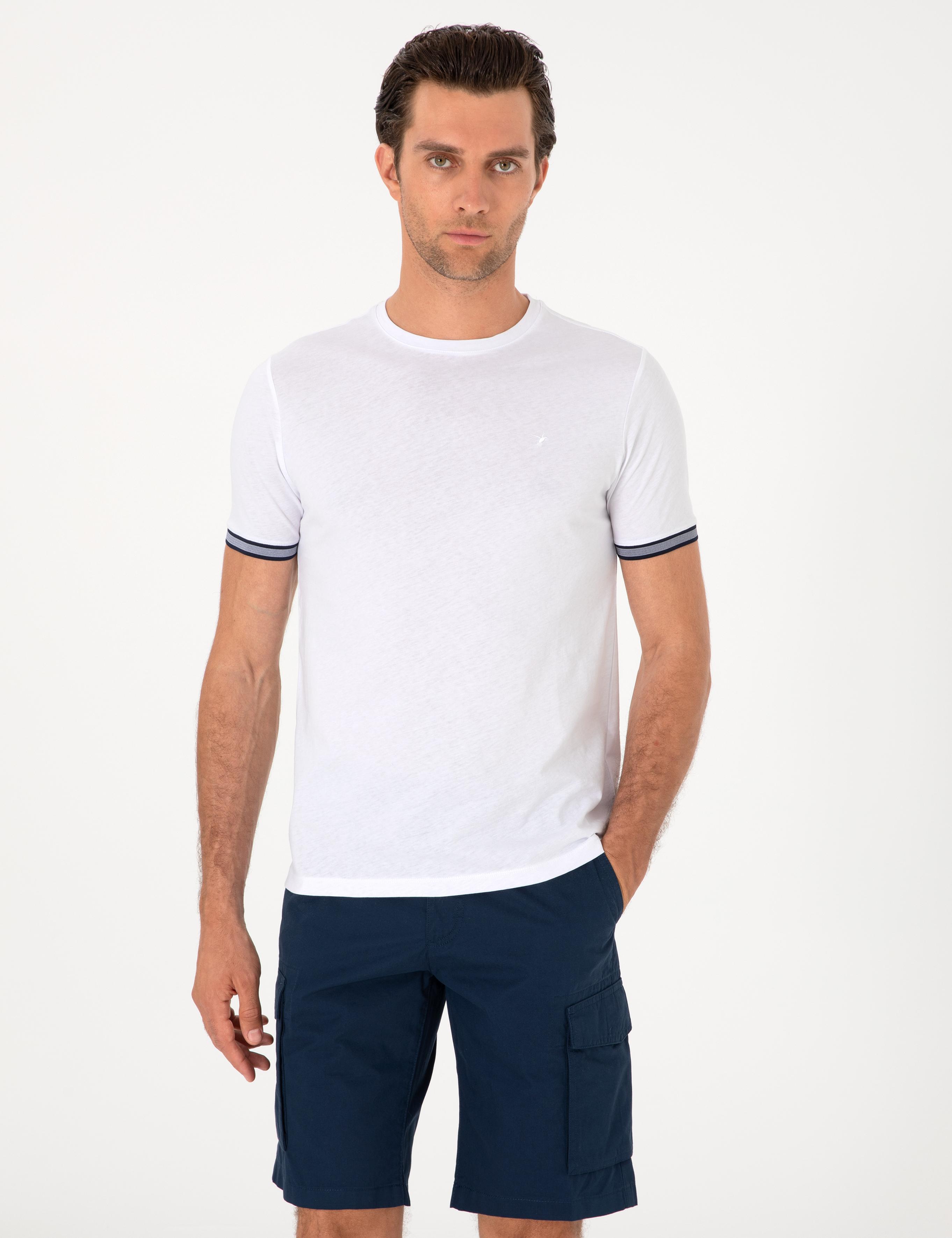 Beyaz Regular Fit %100 Pamuk Bisiklet Yaka T-shirt - 50301318001