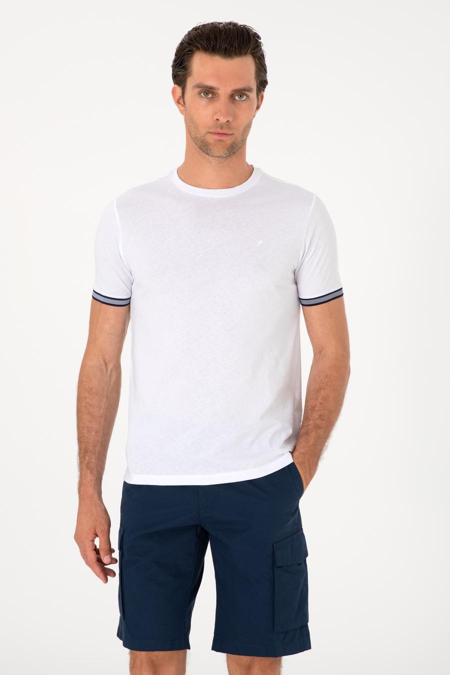 Beyaz Regular Fit %100 Pamuk Bisiklet Yaka T-shirt - 50301318001