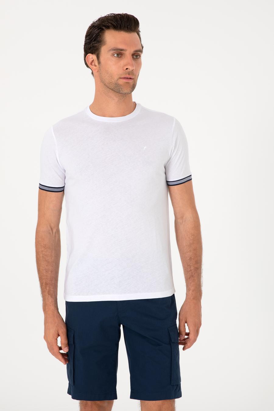 Beyaz Regular Fit %100 Pamuk Bisiklet Yaka T-shirt - 50301318001