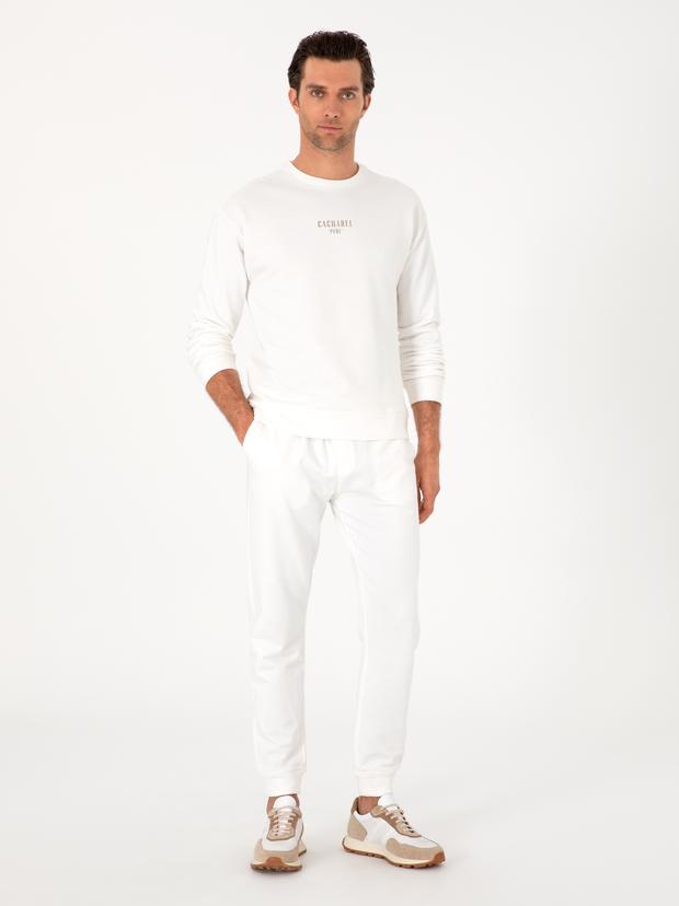 Ekru Regular Fit %100 Pamuk Eşofman Altı