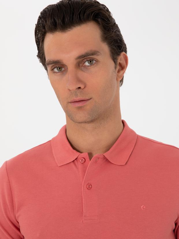 Mercan Slim Fit %100 Pamuk Polo Yaka Basic T-shirt