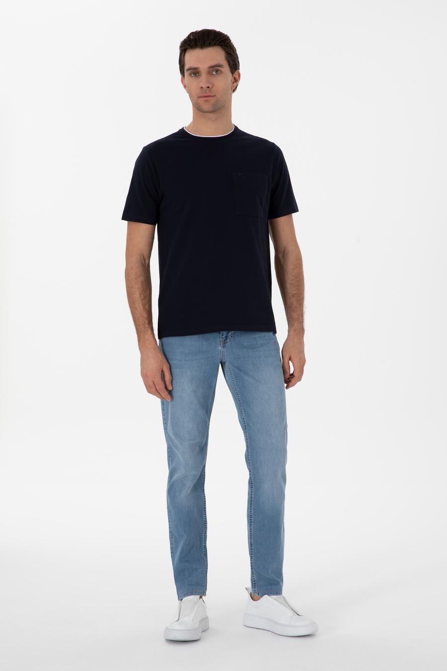 Lacivert Regular Fit Cepli T-shirt - 50310033012