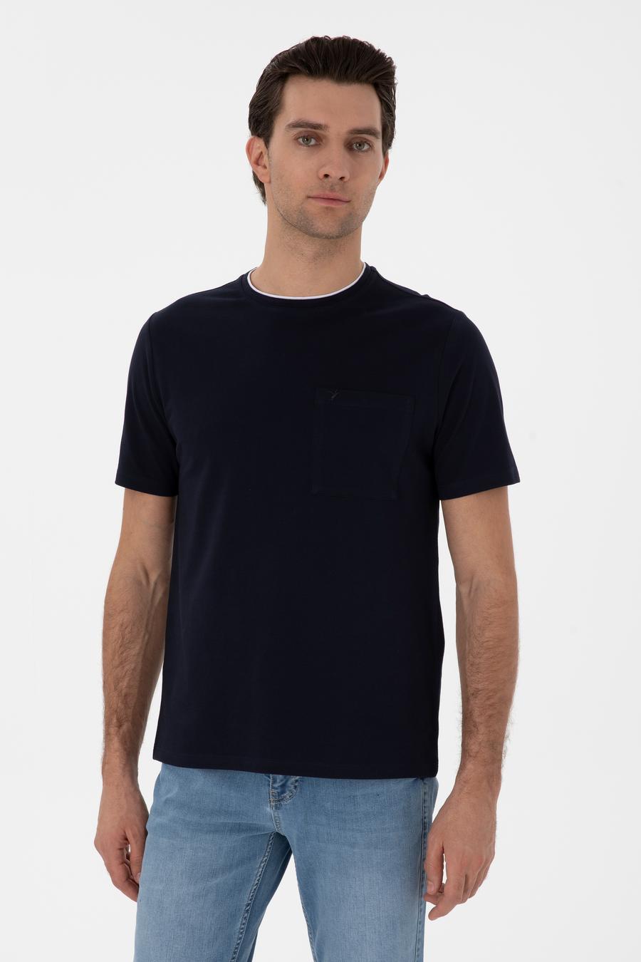 Lacivert Regular Fit Cepli T-shirt - 50310033012