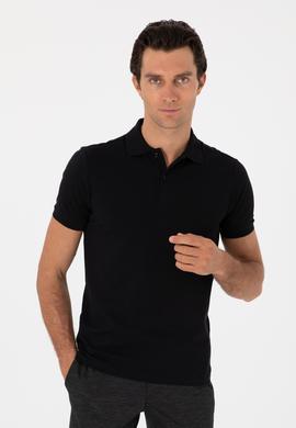 Siyah Slim Fit %100 Pamuk Polo Yaka T-shirt