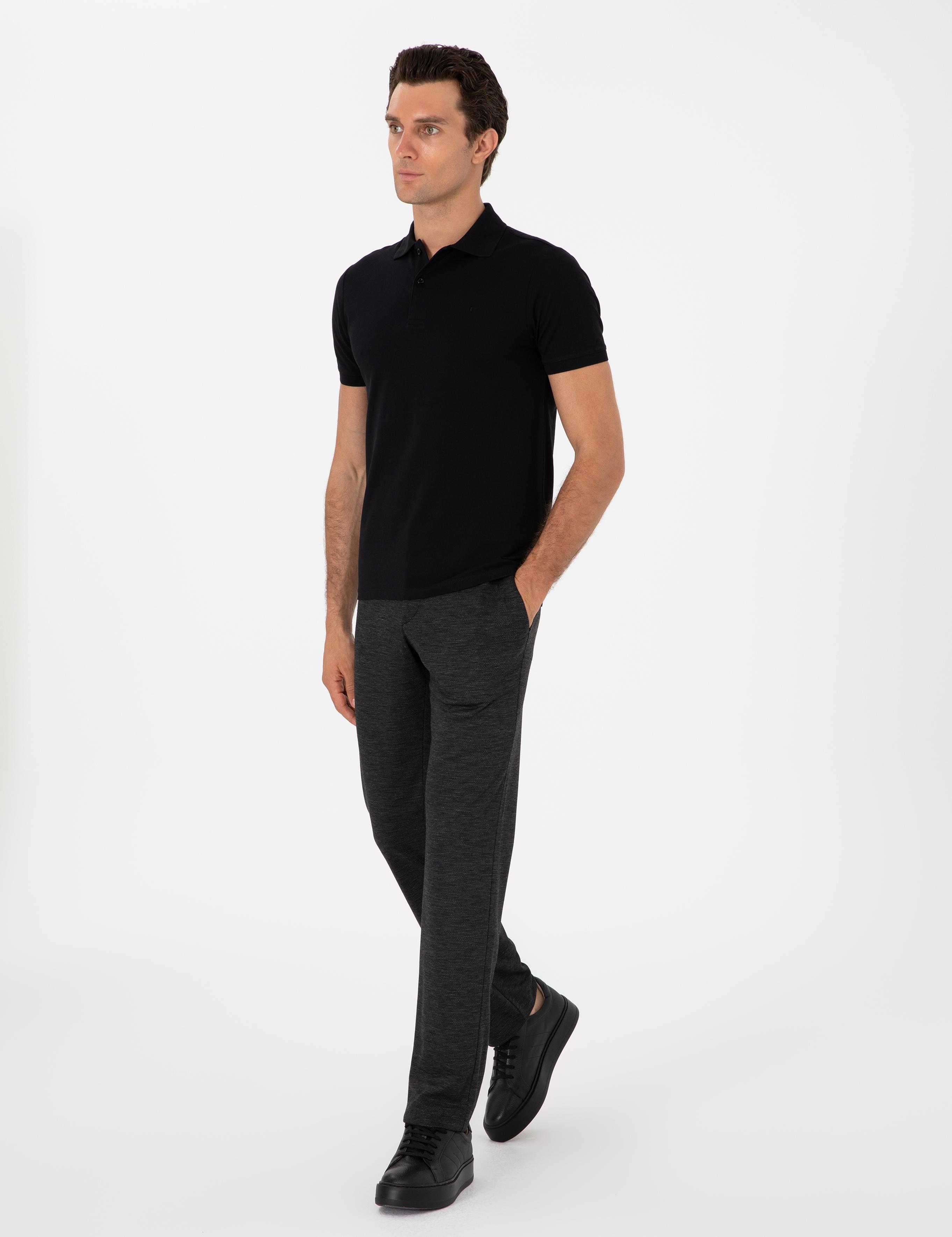 Siyah Slim Fit %100 Pamuk Polo Yaka T-shirt - 50310024037