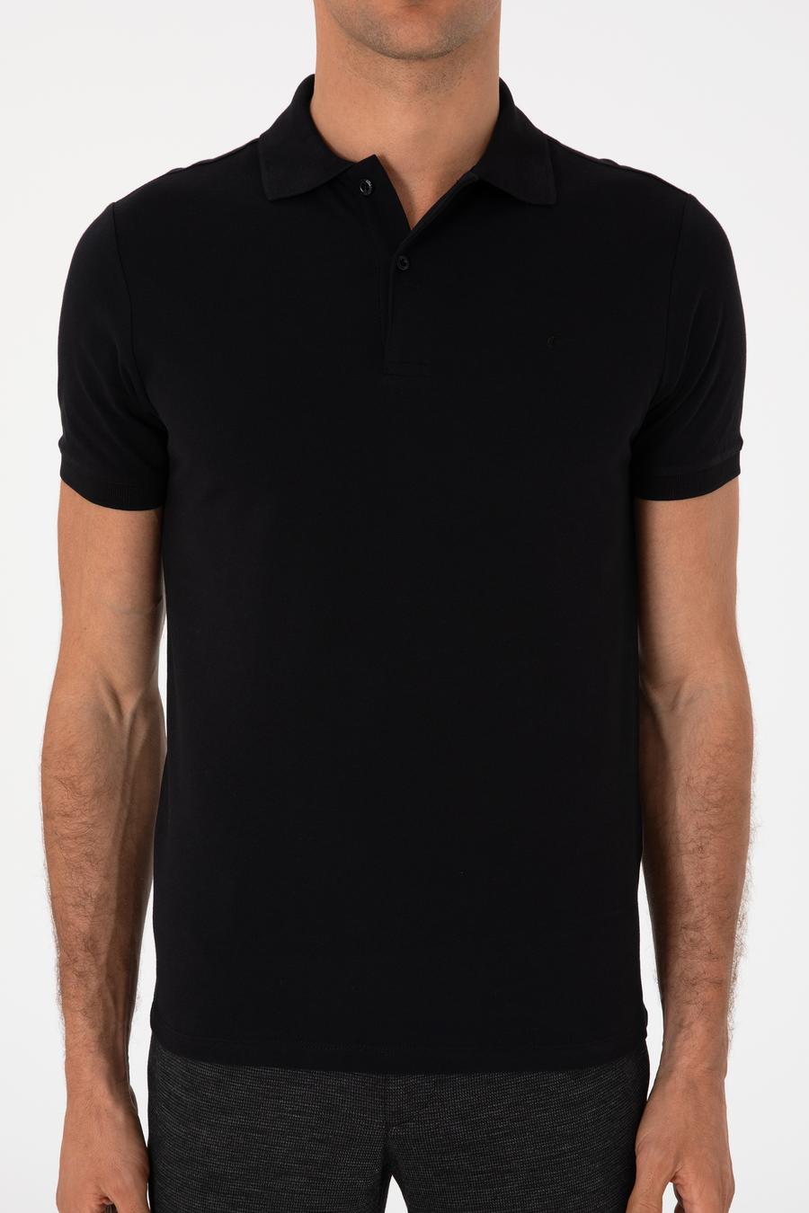 Siyah Slim Fit %100 Pamuk Polo Yaka T-shirt - 50310024037