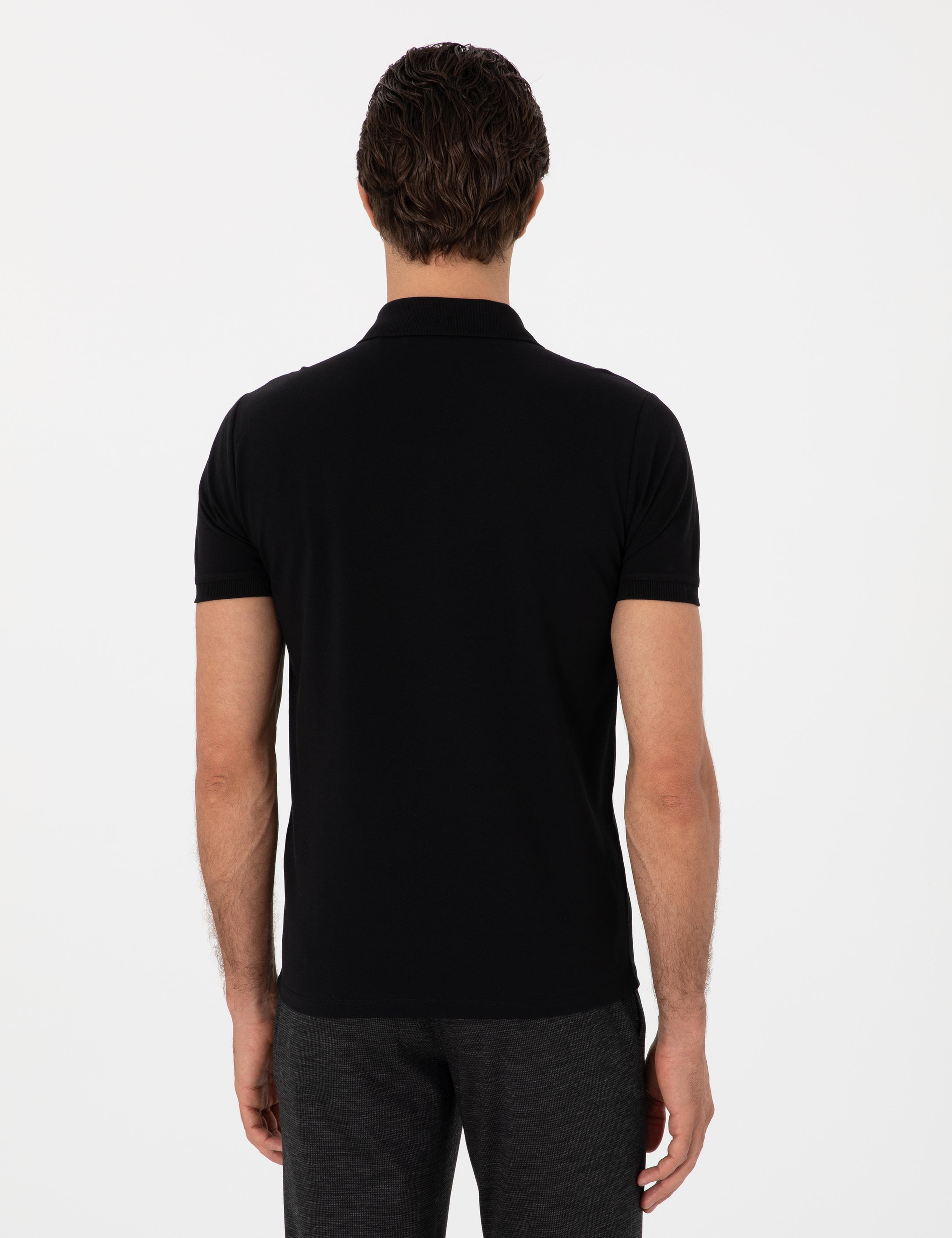 Siyah Slim Fit %100 Pamuk Polo Yaka T-shirt - 50310024037