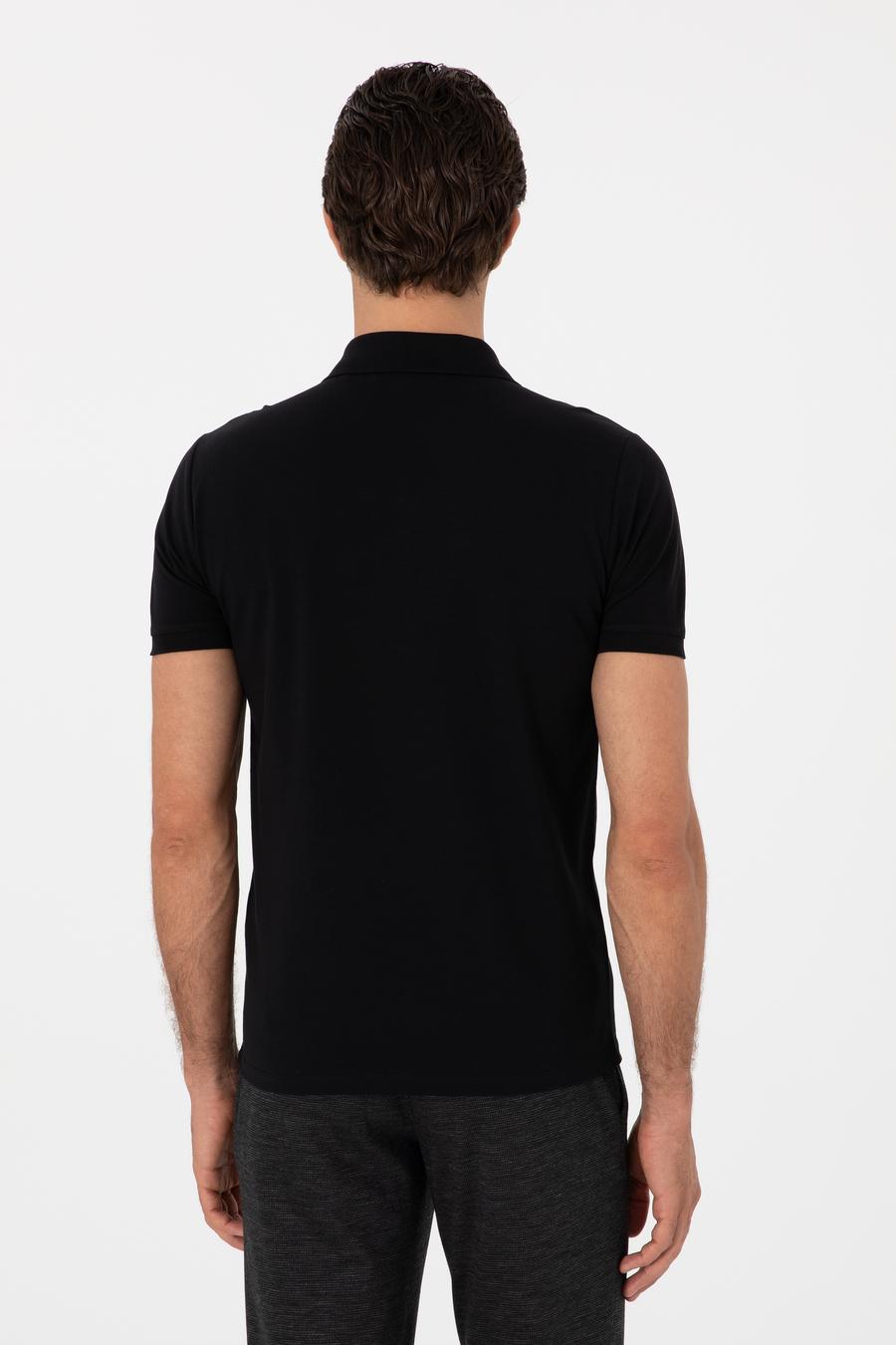 Siyah Slim Fit %100 Pamuk Polo Yaka T-shirt - 50310024037