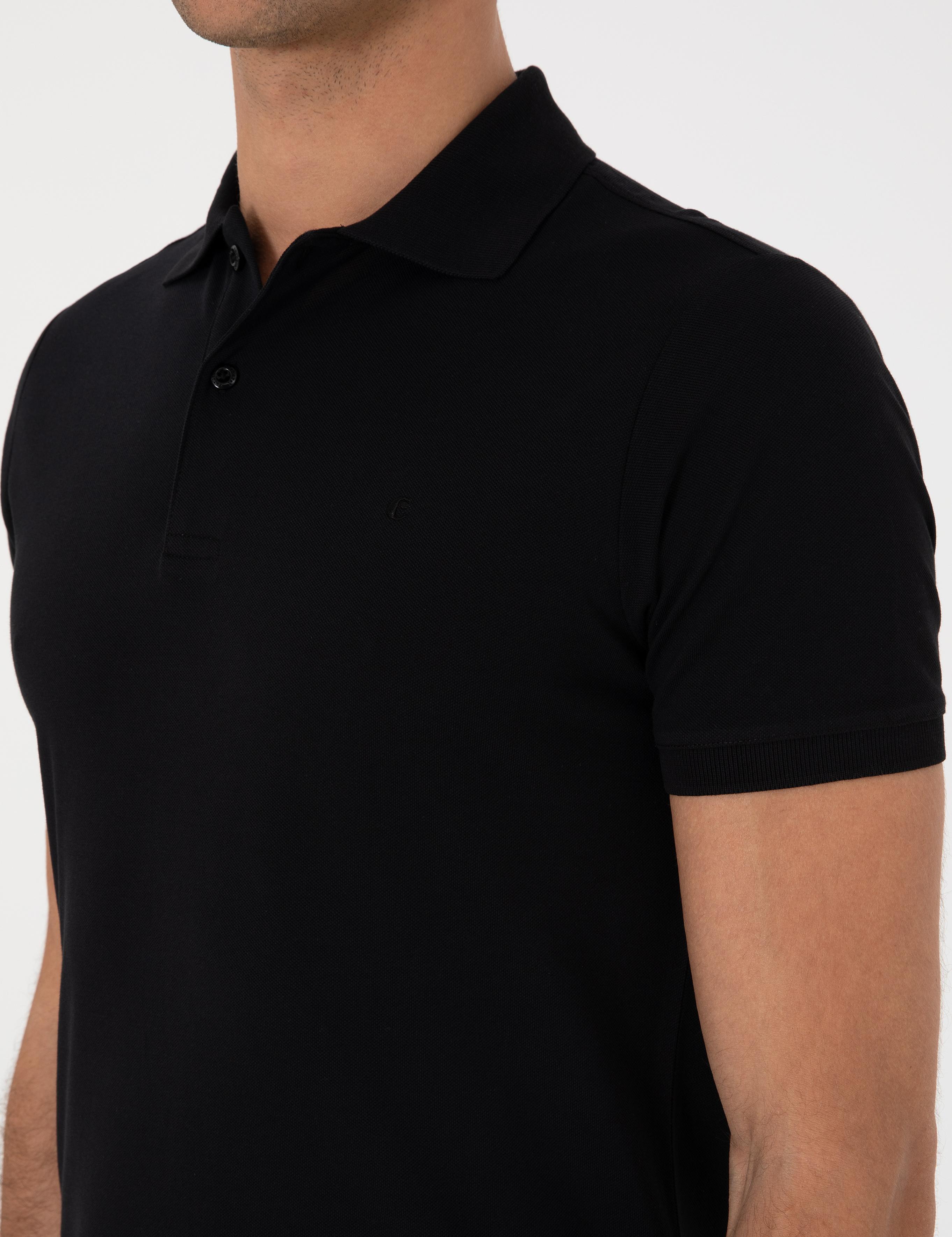 Siyah Slim Fit %100 Pamuk Polo Yaka T-shirt - 50310024037