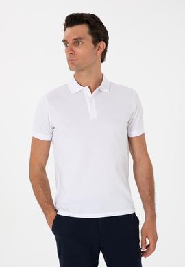 Beyaz Slim Fit %100 Pamuk Polo Yaka T-shirt