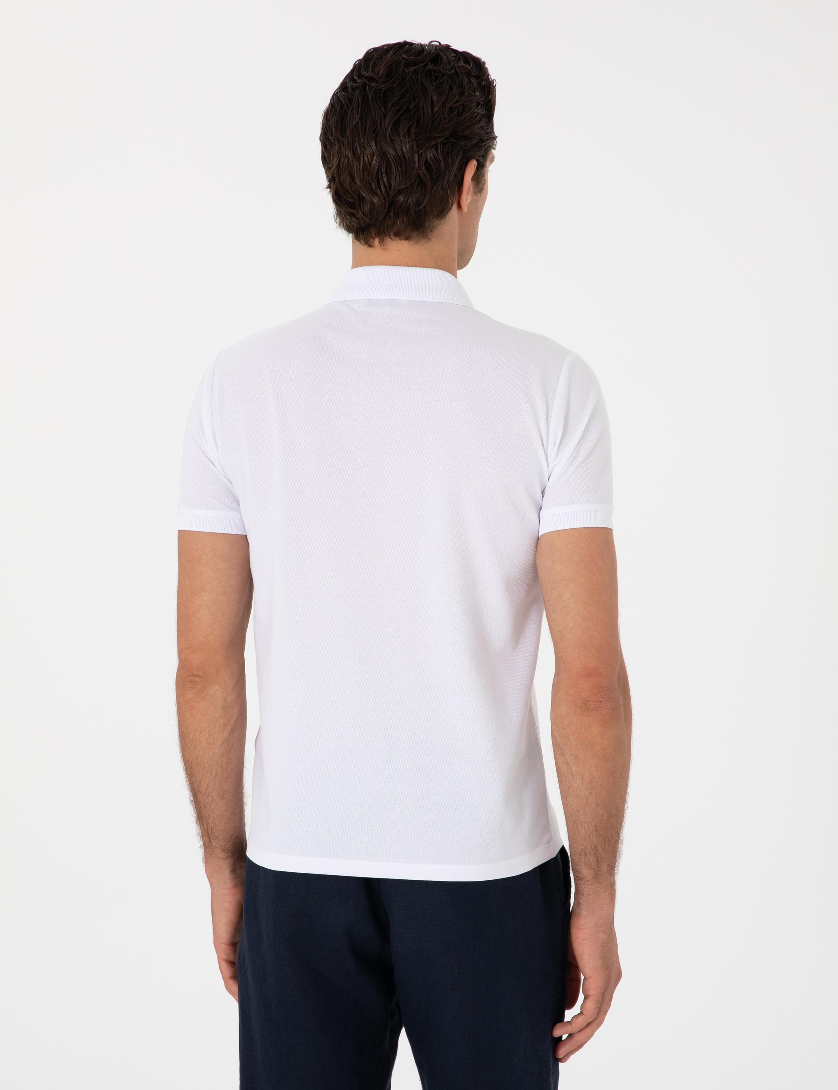 Beyaz Slim Fit %100 Pamuk Polo Yaka T-shirt - 50310024030
