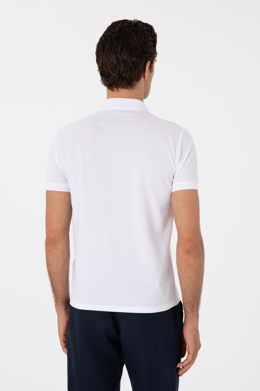 Beyaz Slim Fit %100 Pamuk Polo Yaka T-shirt - 50310024030