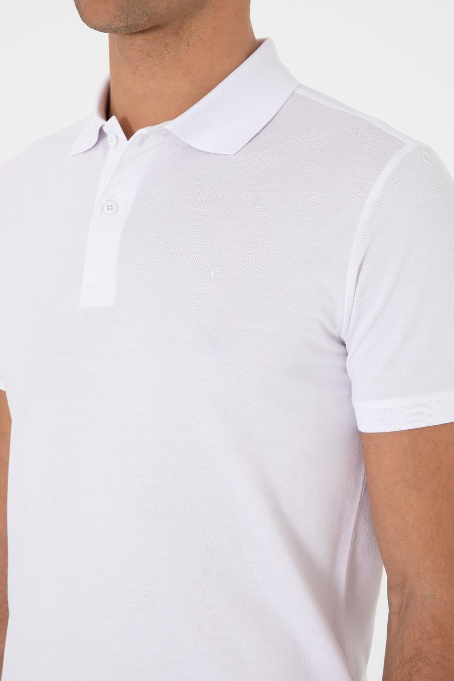 Beyaz Slim Fit %100 Pamuk Polo Yaka T-shirt - 50310024030