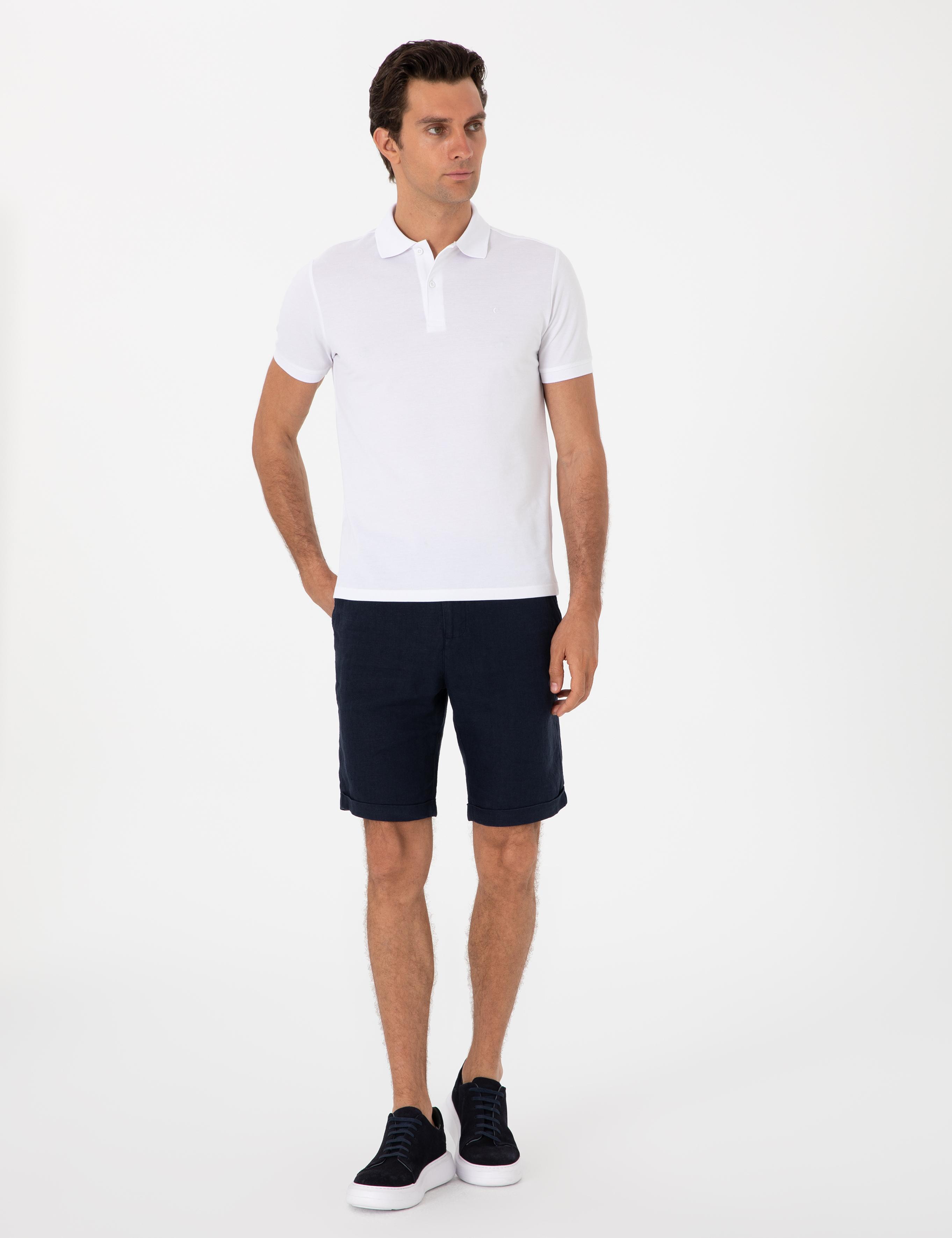 Beyaz Slim Fit %100 Pamuk Polo Yaka T-shirt - 50310024030