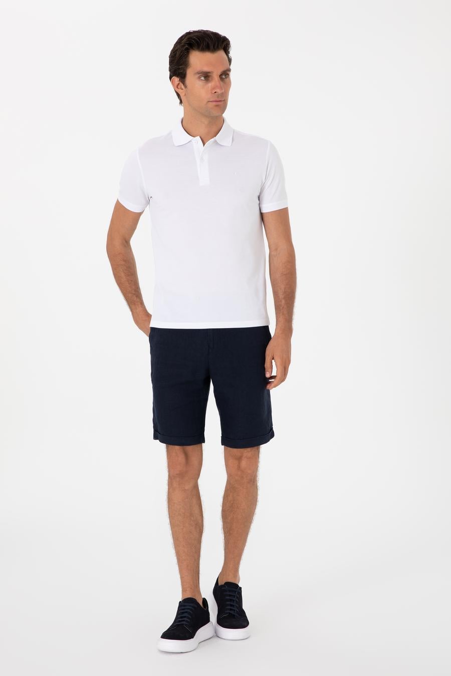 Beyaz Slim Fit %100 Pamuk Polo Yaka T-shirt - 50310024030