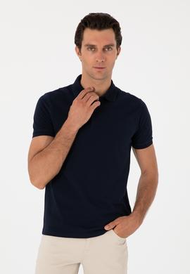 Lacivert Slim Fit %100 Pamuk Polo Yaka T-shirt