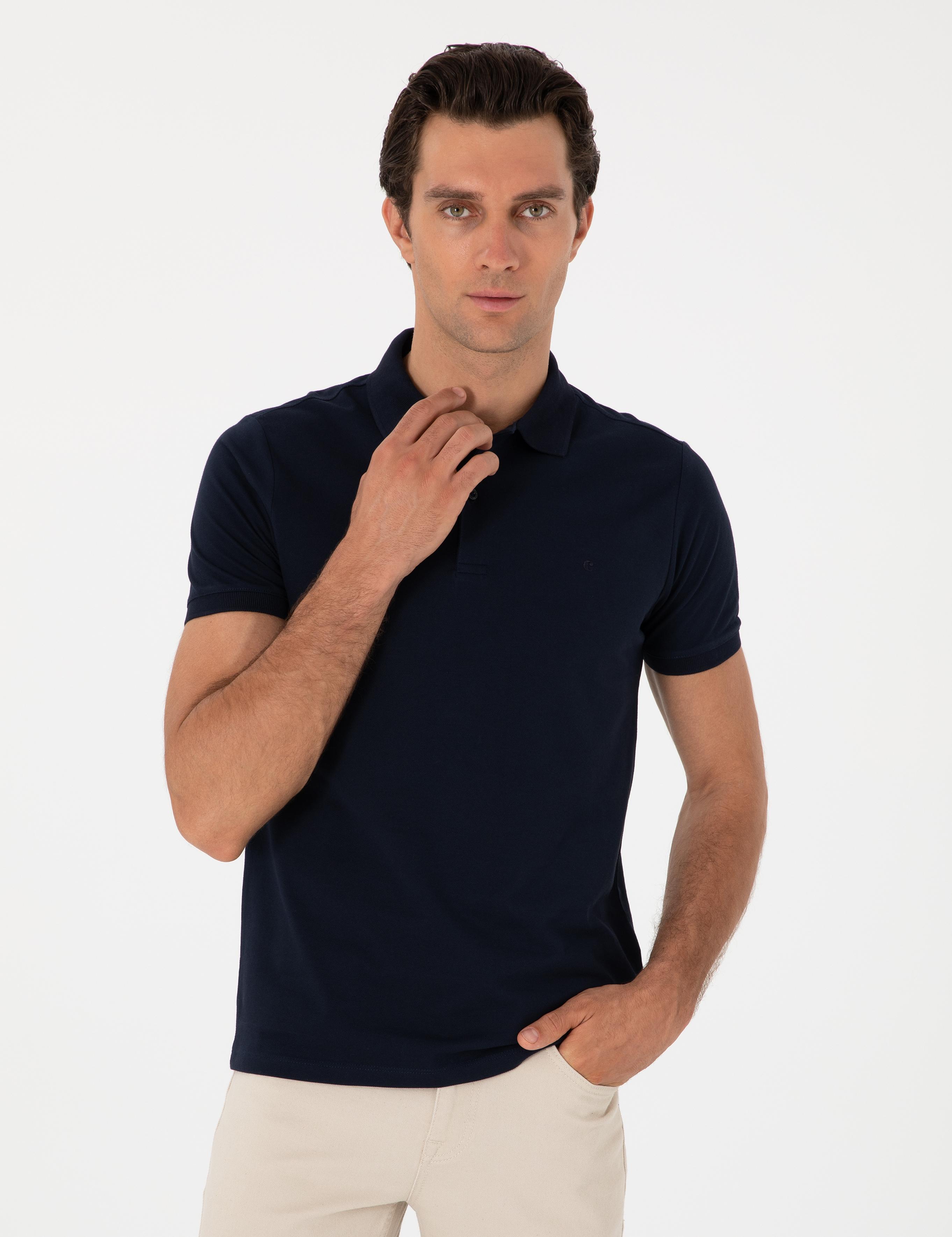 Lacivert Slim Fit %100 Pamuk Polo Yaka T-shirt - 50310024001