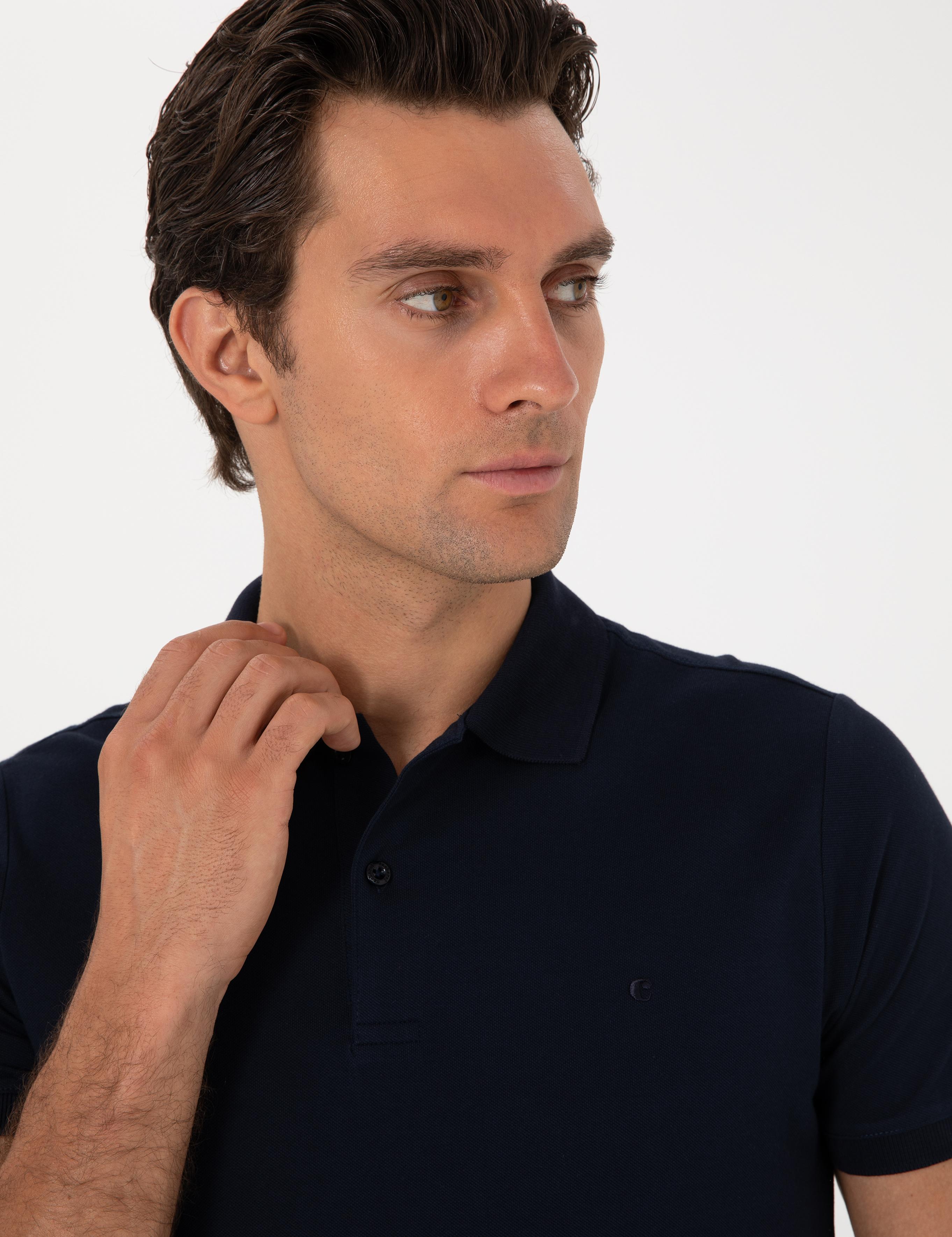 Lacivert Slim Fit %100 Pamuk Polo Yaka T-shirt - 50310024001