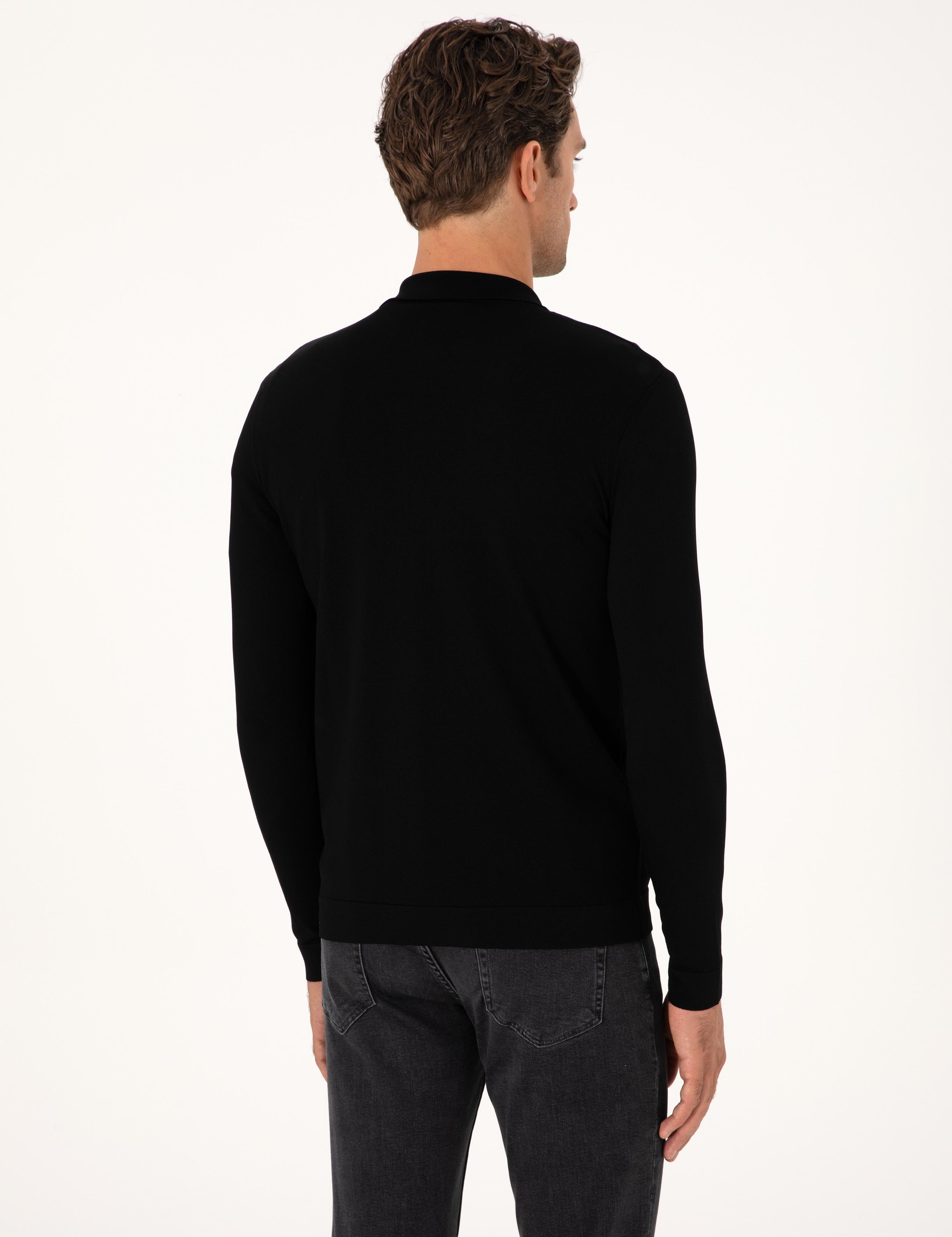 Siyah Regular Fit Fermuarlı Triko Hırka - 50299420021