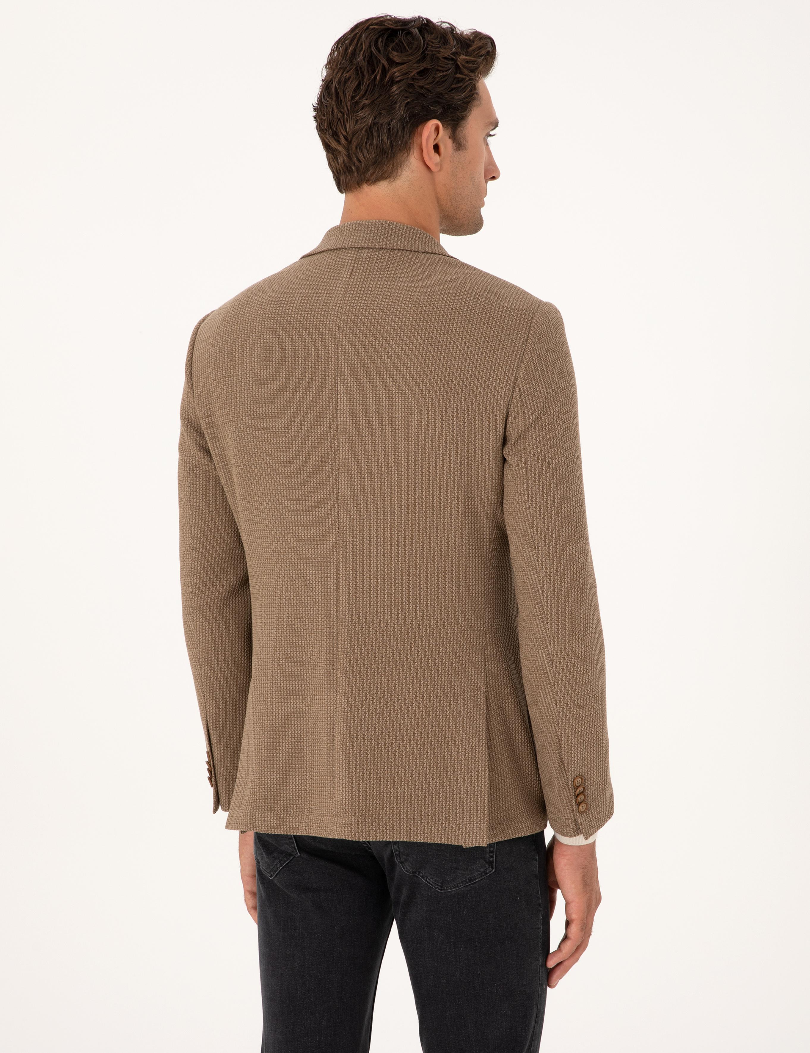 Bej  Slim Fit Yün Karışımlı Dokulu Ceket - 50310768104