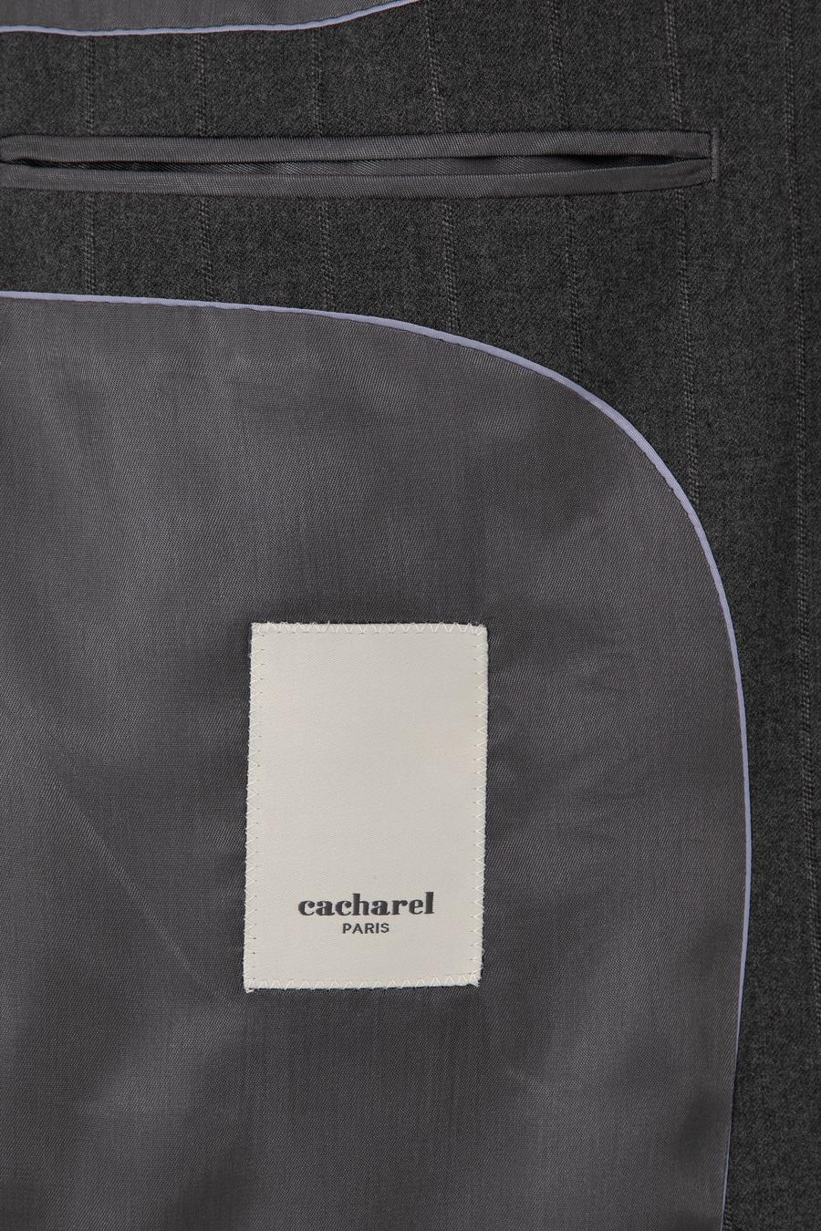 Füme Slim Fit Çizgili Mono Yaka Yün Karışımlı Takım Elbise - 50316335017