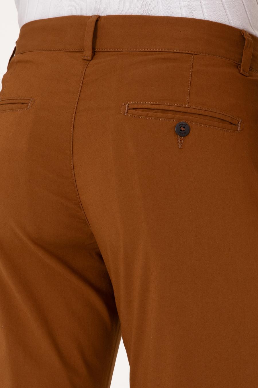 Açık Kahverengi Slim Fit Pamuk Karışımlı Kanvas Pantolon - 50248807258