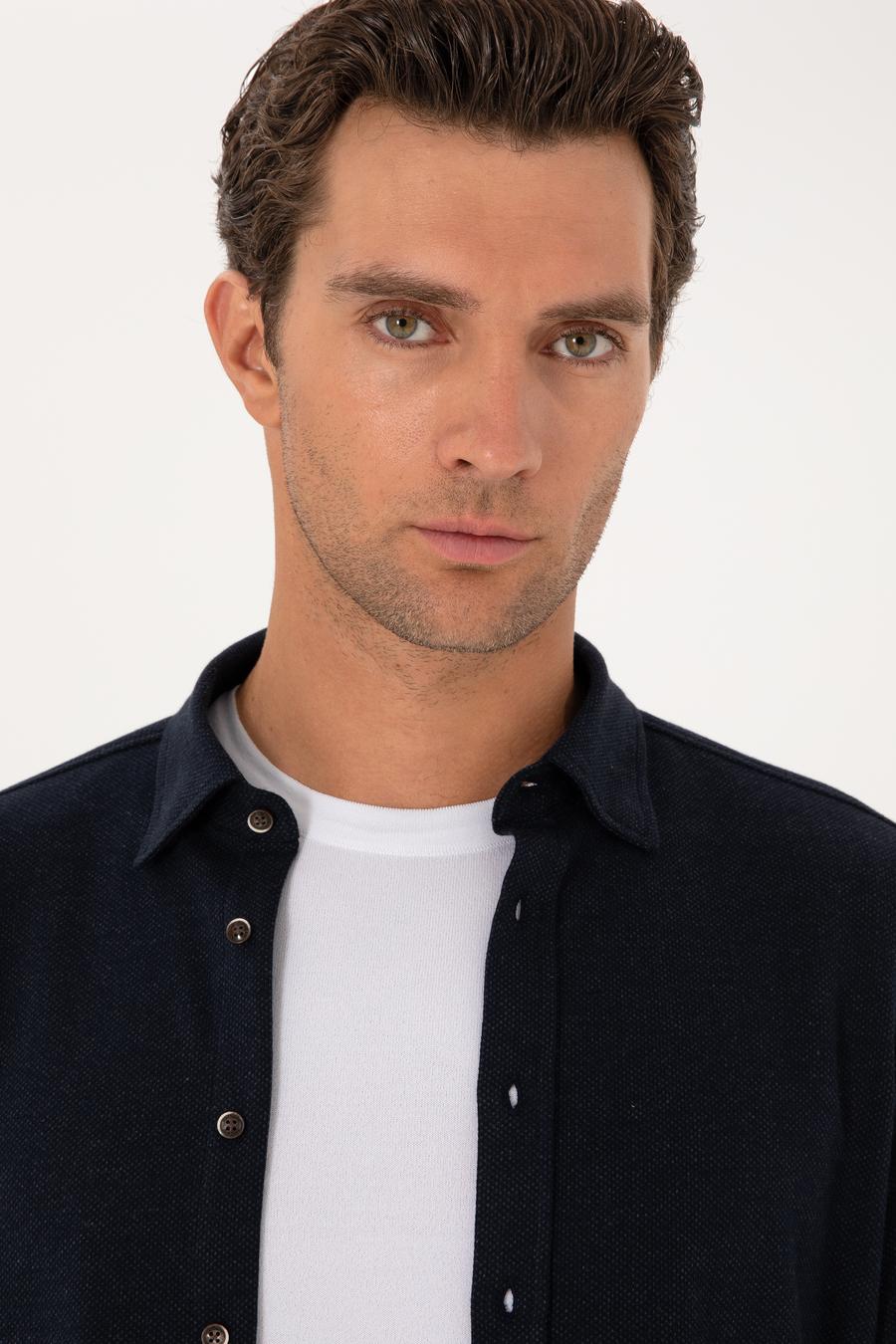 Lacivert Slim Fit Uzun Kollu Gömlek - 50291902007