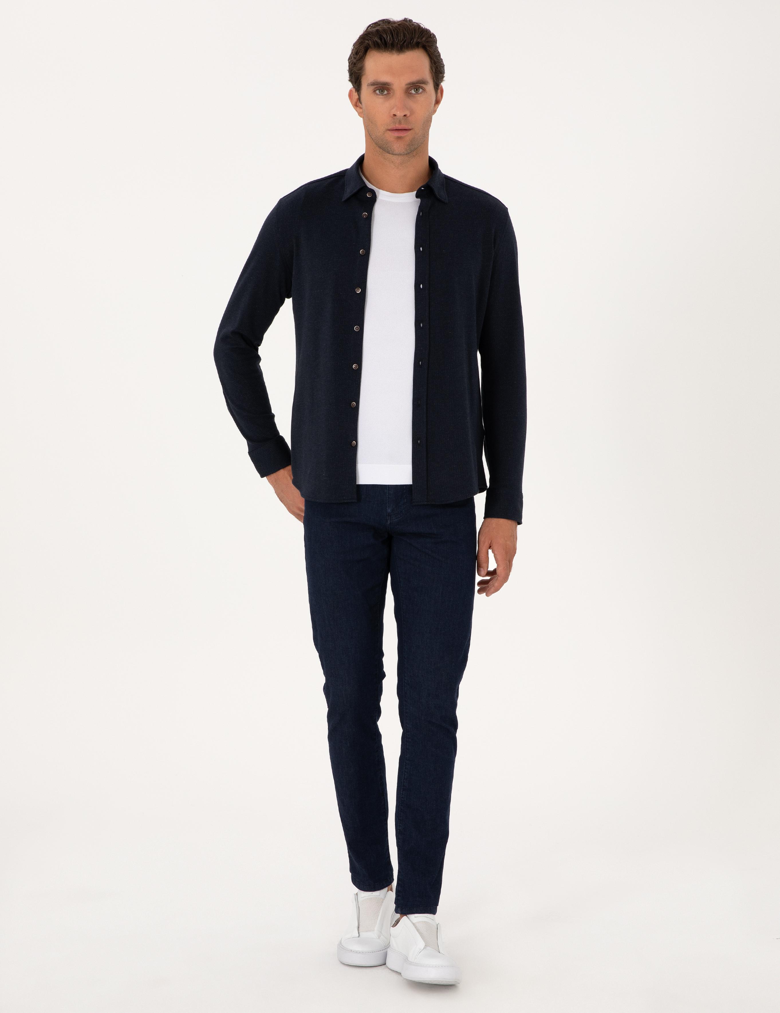 Lacivert Slim Fit Uzun Kollu Gömlek - 50291902007