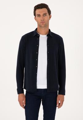 Lacivert Slim Fit Uzun Kollu Gömlek