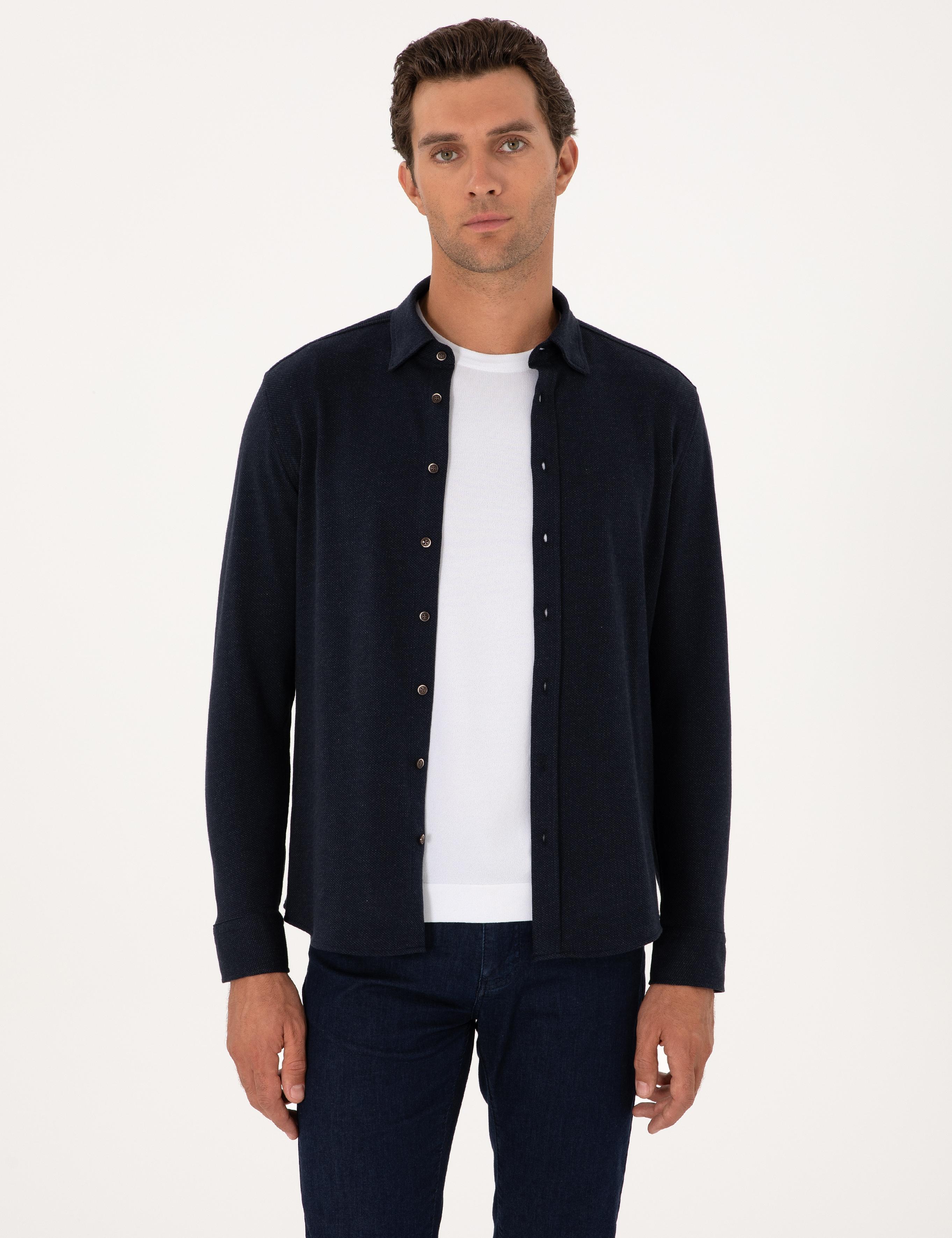 Lacivert Slim Fit Uzun Kollu Gömlek - 50291902007