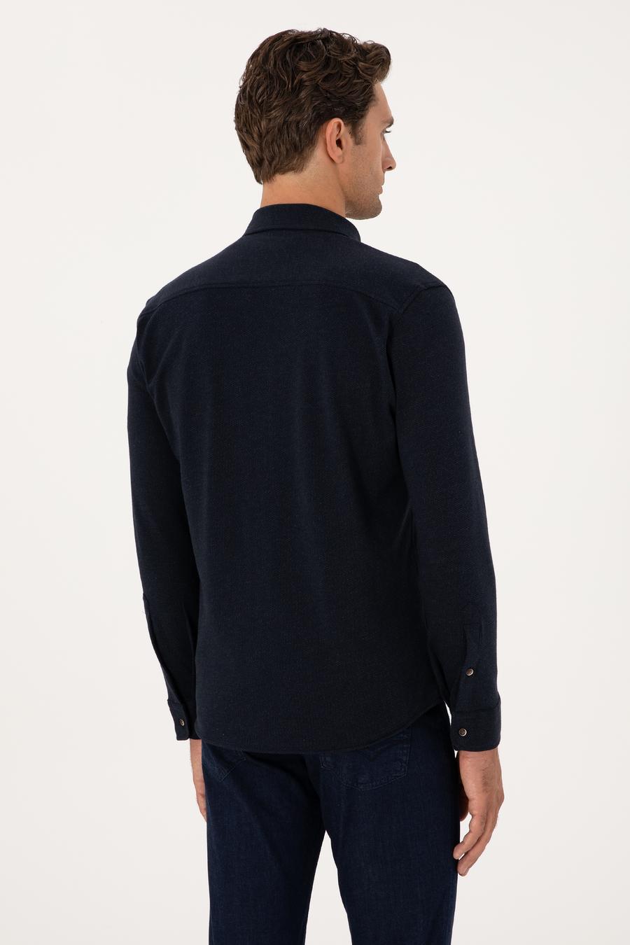 Lacivert Slim Fit Uzun Kollu Gömlek - 50291902007
