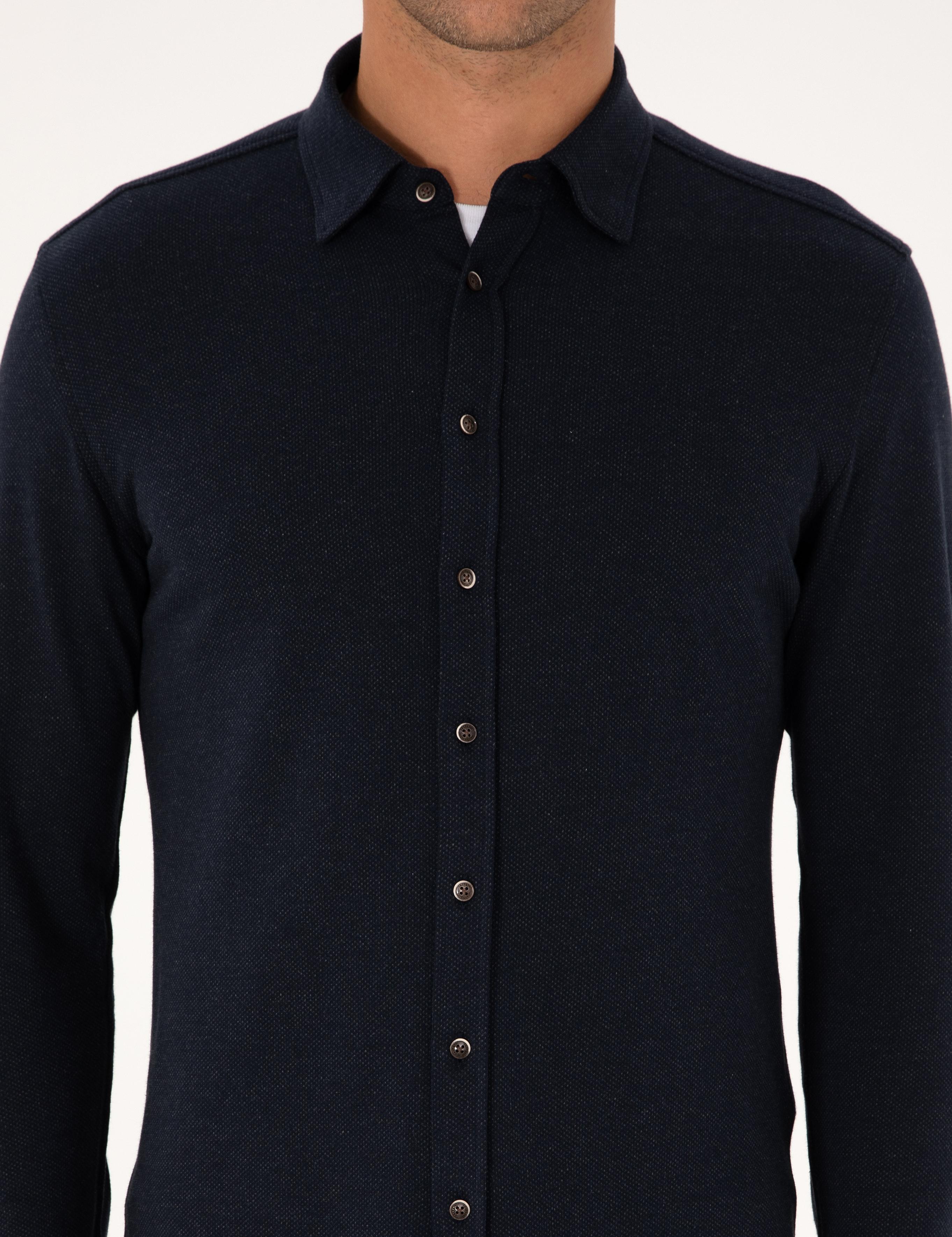 Lacivert Slim Fit Uzun Kollu Gömlek - 50291902007